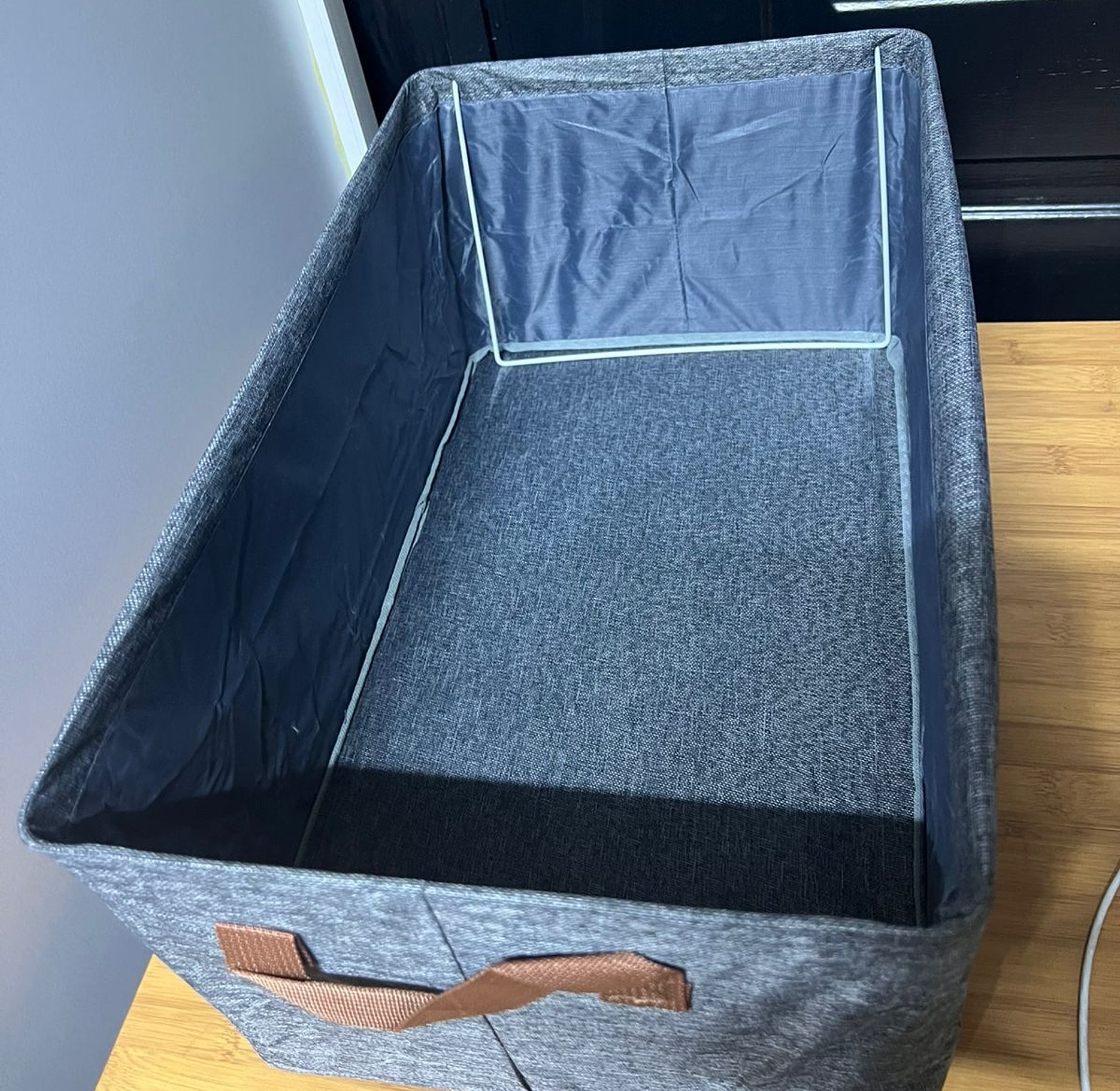 Foldable Fabric Storage Basket 50x35x24cm Grey Clothes Organizer - Nairobi Kenya image