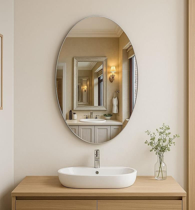 Peel & Stick Wall Mirror – Oval & Rectangular Designs image