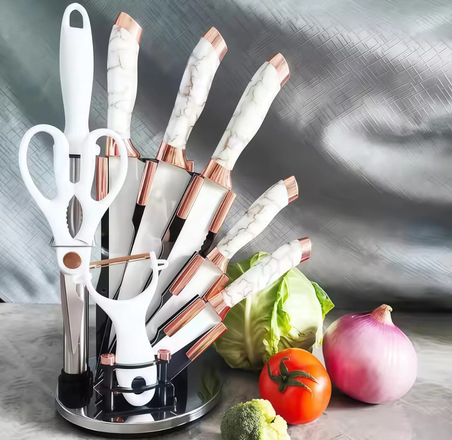 9 Piece Rose Gold Marble Pattern Paint Knife image