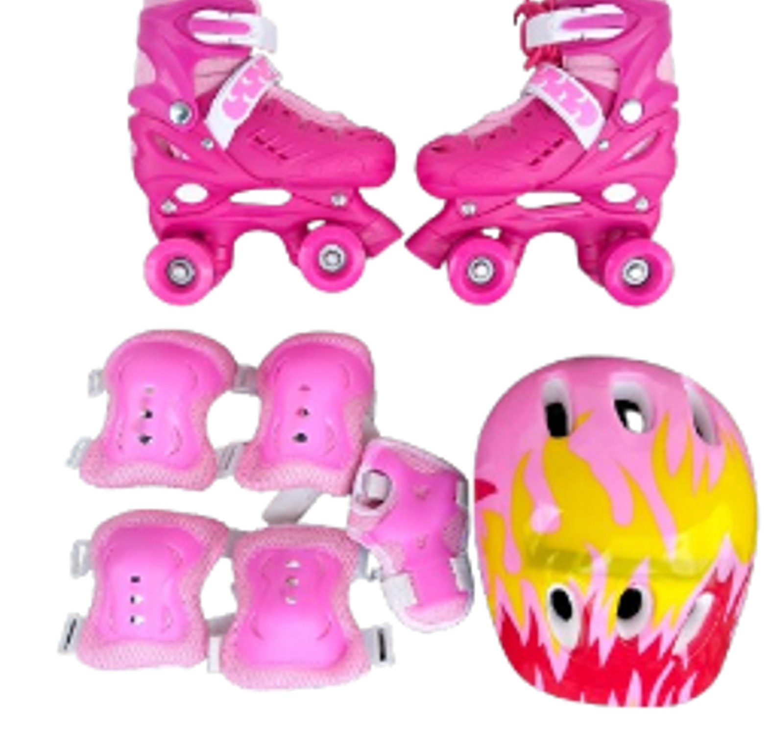 Roller Skates. Full Set Of Children's Quad Roller Skates Comes with a helmet and protective gear Size 27 To 38 image
