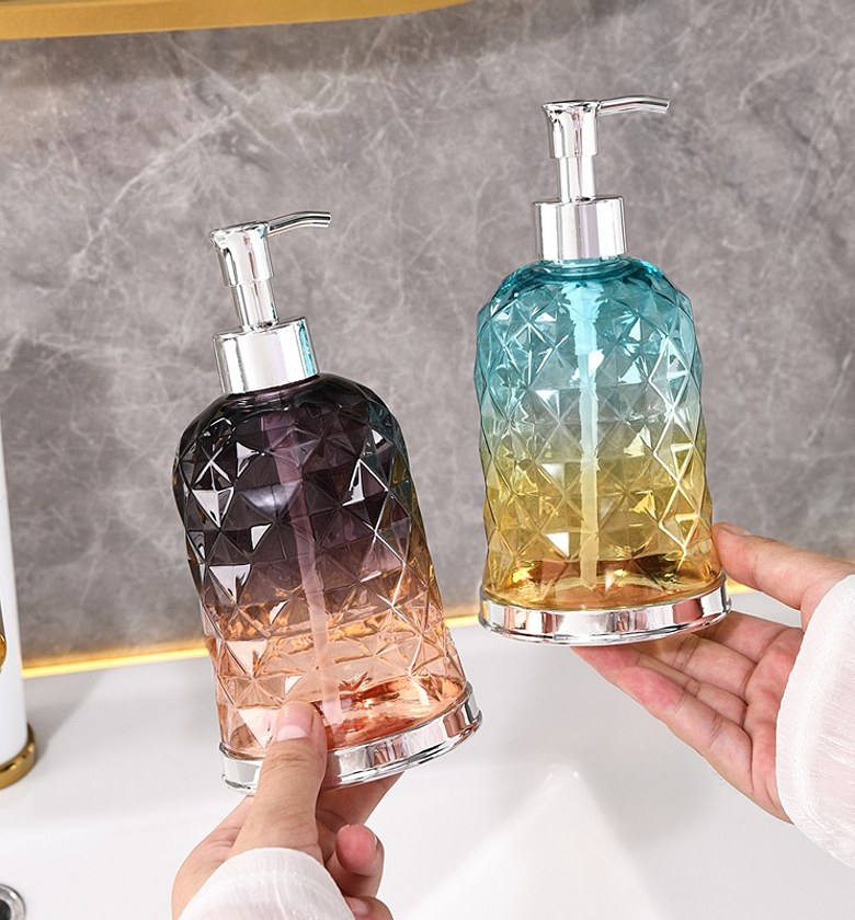 Premium Diamond Glass Soap Dispenser – Elegant Luxury Bathroom & Kitchen Accessory for Modern Homes image