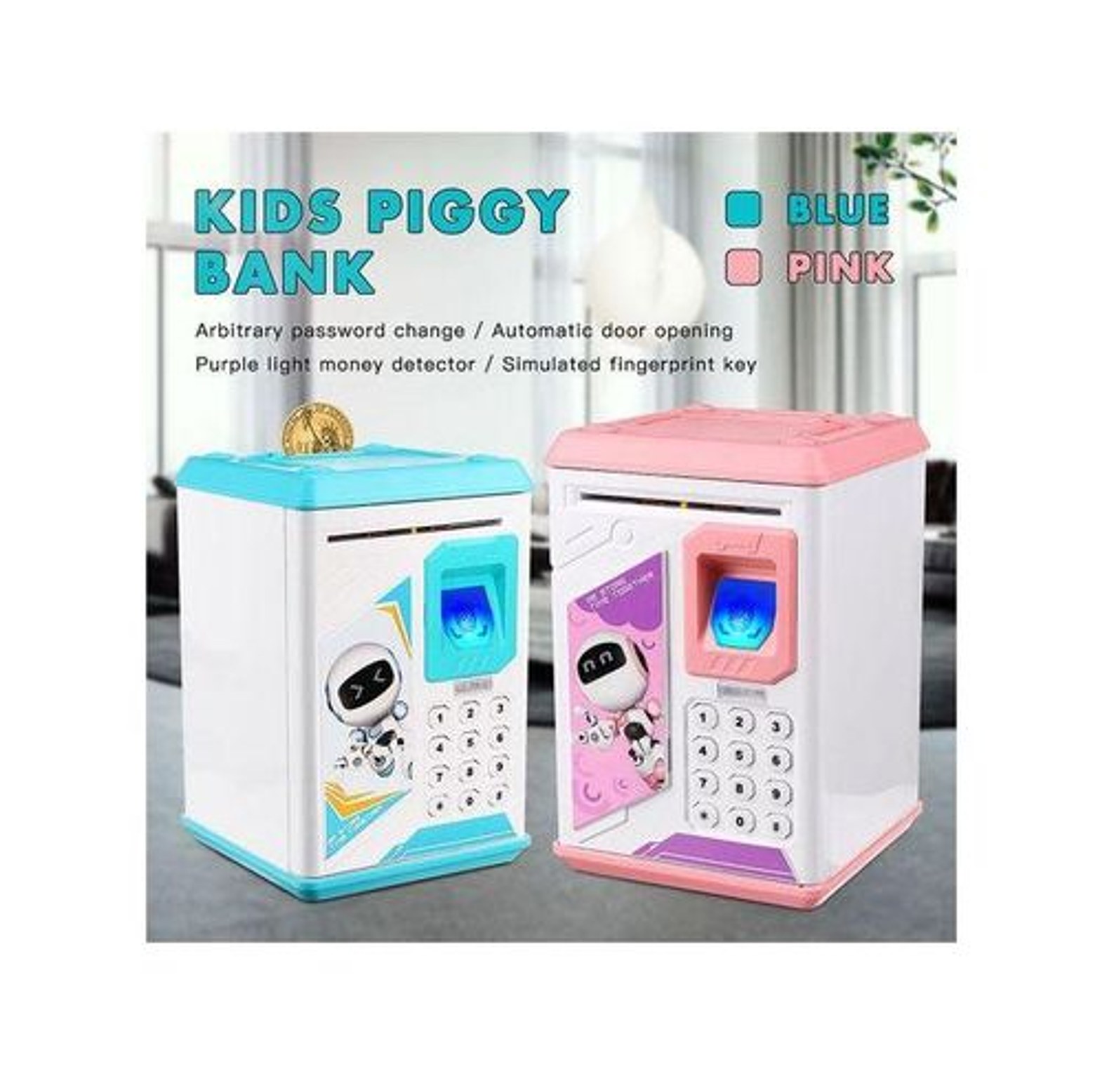 Kids Saving Piggy Bank. Teach your kids the value of saving with this Electronic Kids Saving Piggy Bank, designed to look and function like a mini ATM. image