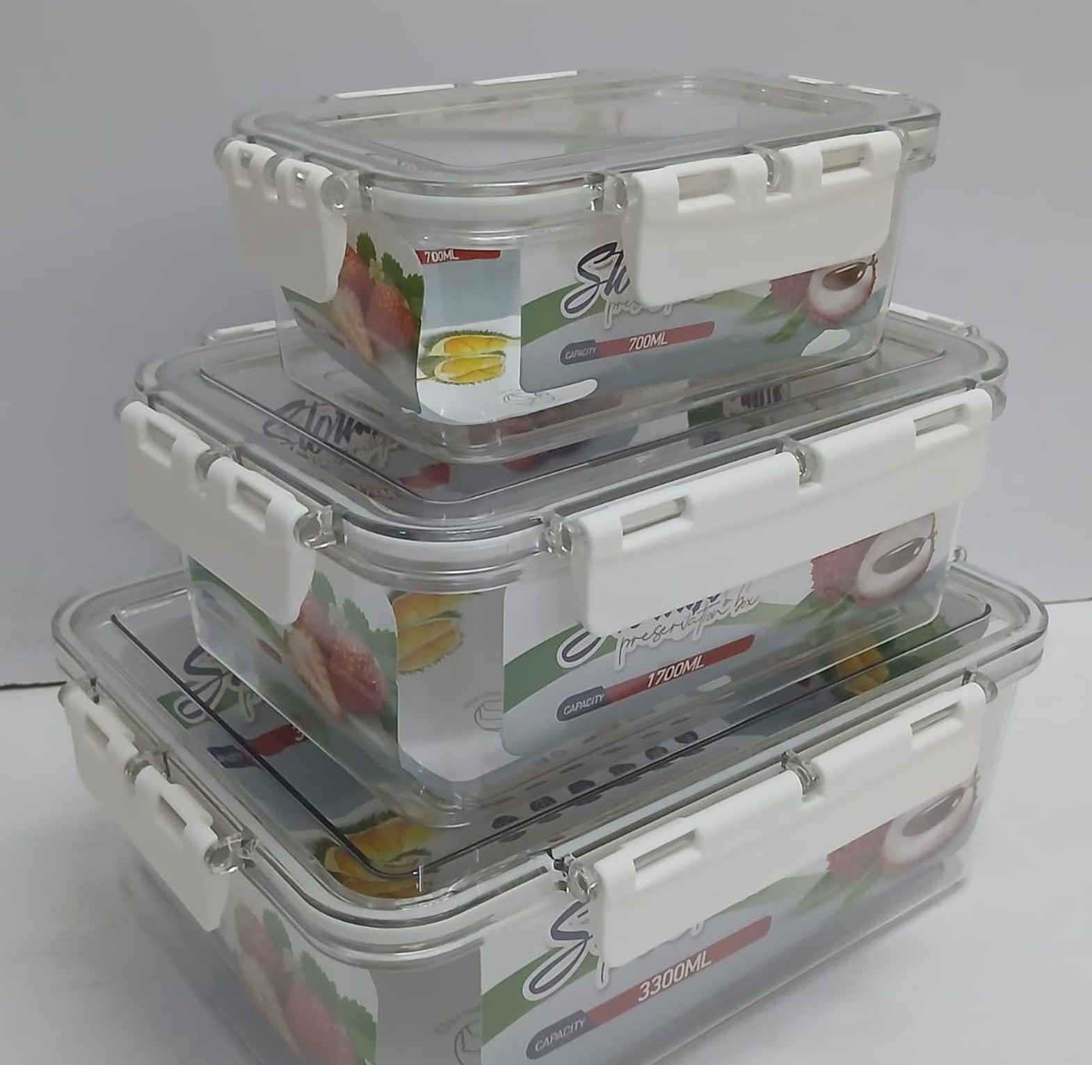 3-Piece Airtight Acrylic Food Storage Container Set, Durable & Clear Kitchen Organizers image