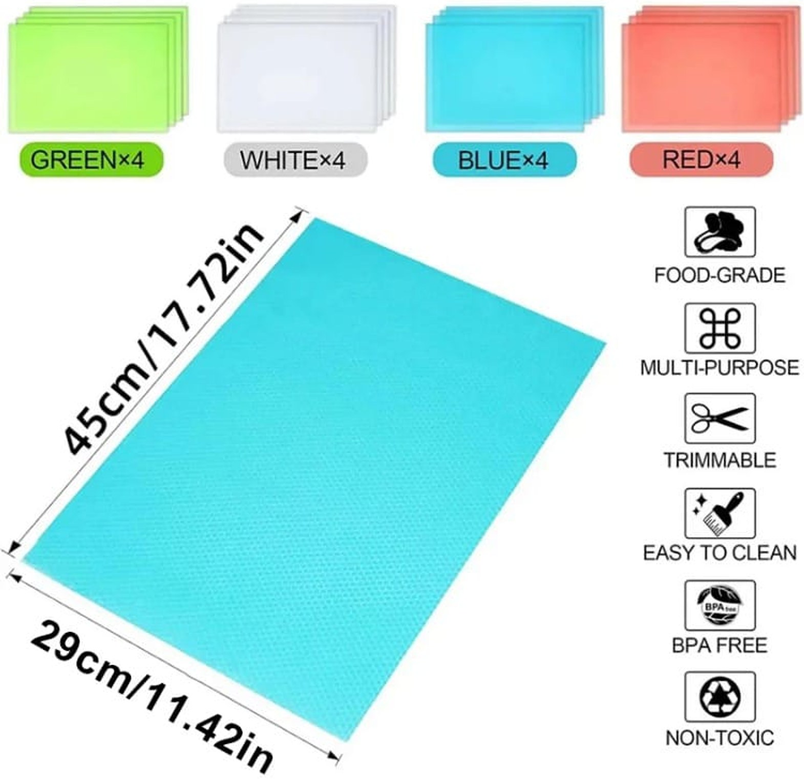 4PCS Waterproof EVA Refrigerator Liner Mats image