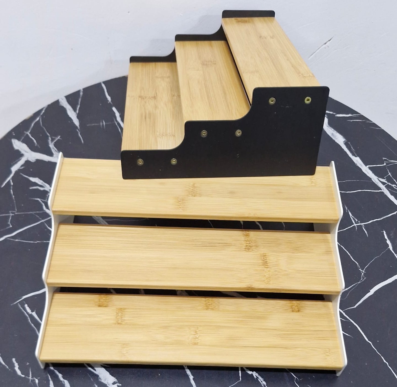3-Tier Bamboo Spice Rack with Metal Frame image