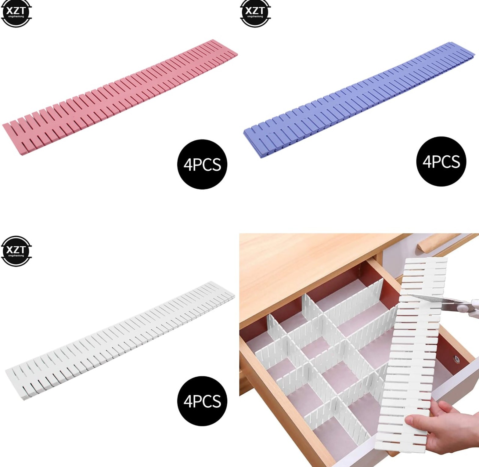 4Pcs Adjustable Drawer Divider DIY Storage Box  image