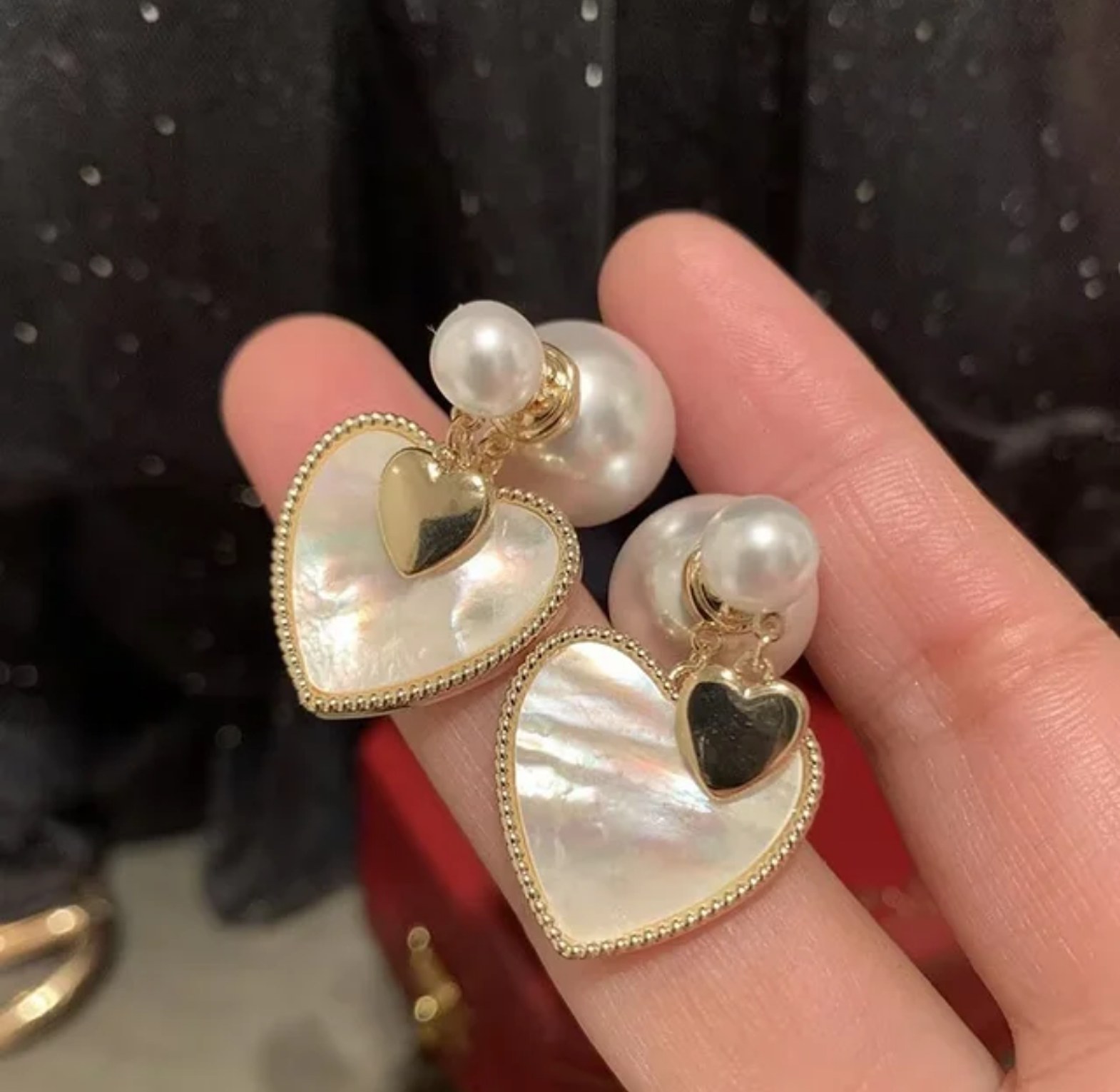 Love pearl reversible earrings  image