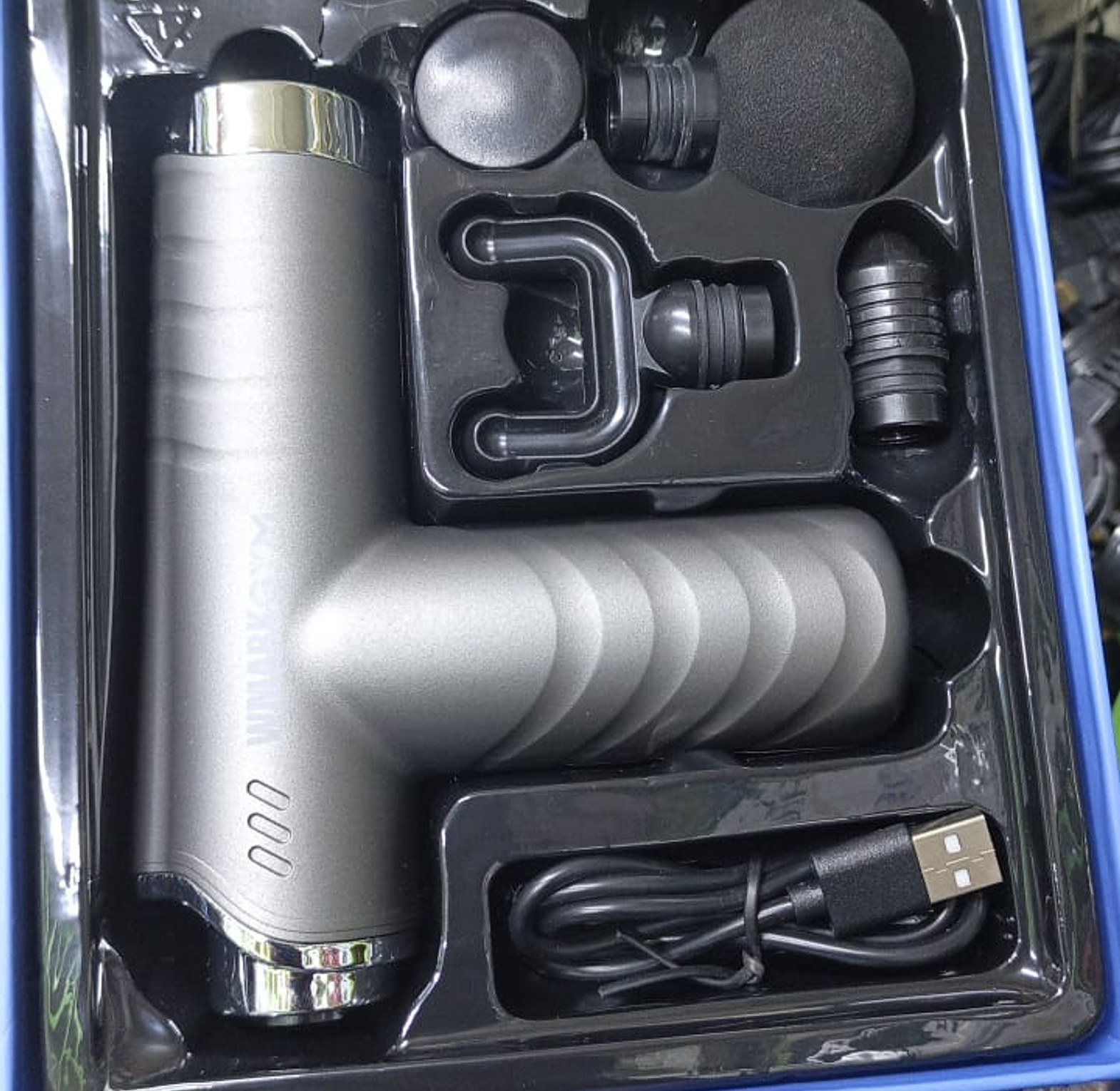 4 in 1  Deep Tissue Massage Gun designed for muscle relaxation and pain relief.  image