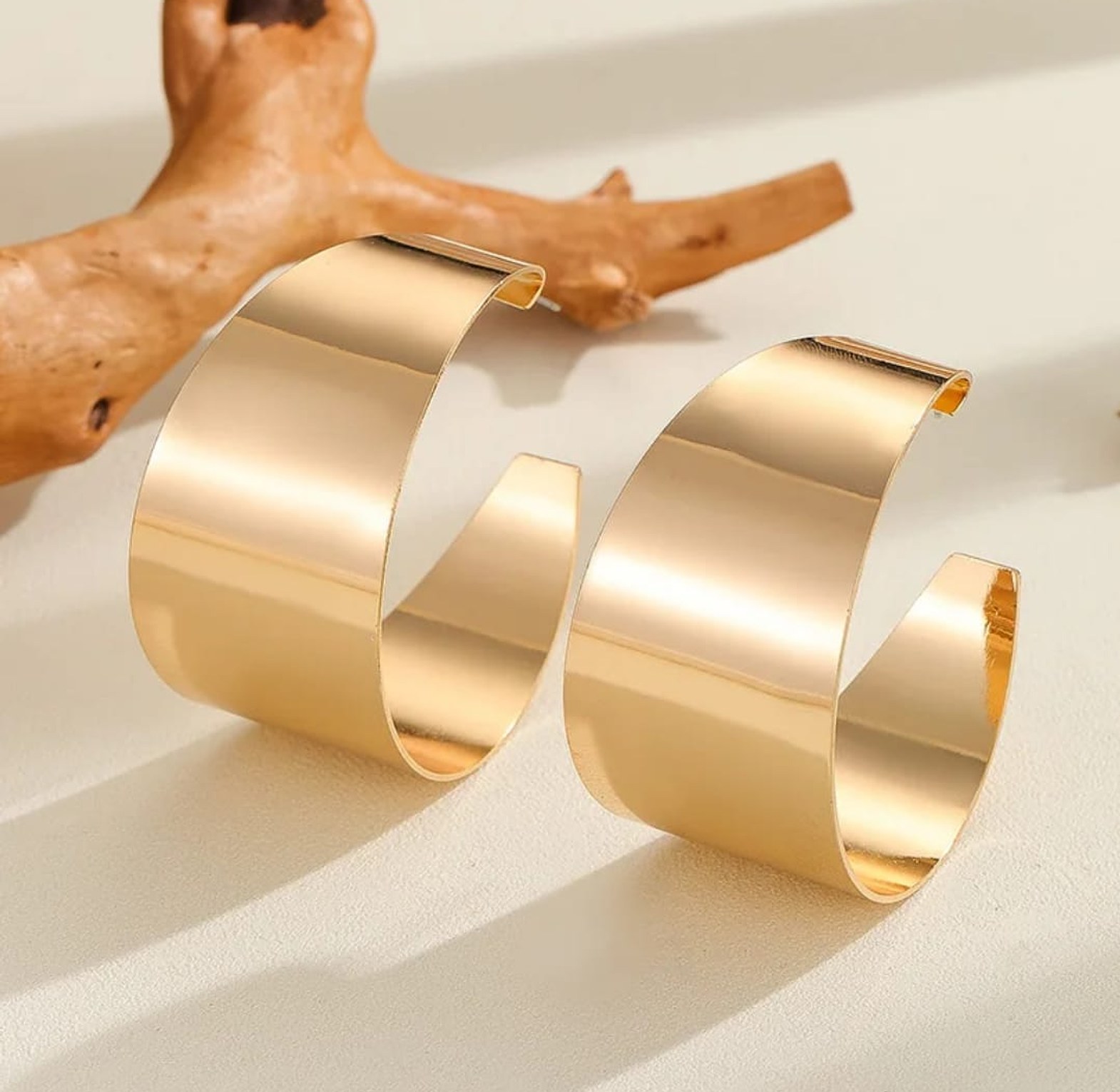 Extra large hoops gold earrings image