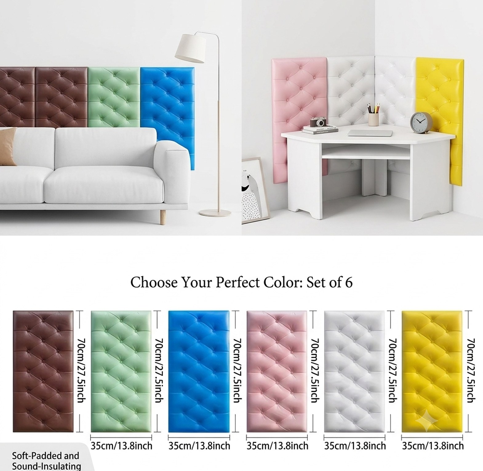 3D Foam Wall Panels Luxury Tufted Self Adhesive Waterproof Cushion Headboard Wall Stickers for Bedroom Decor image