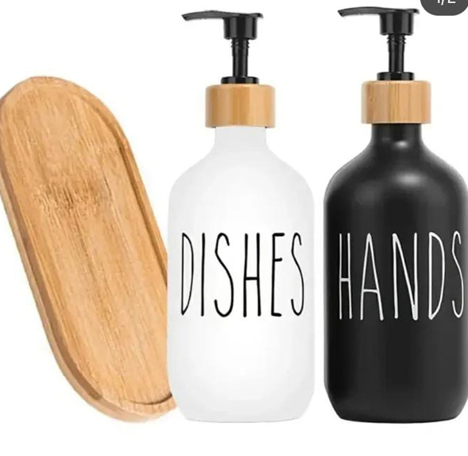 Monochrome Bamboo Soap Dispenser Duo (500ml) image