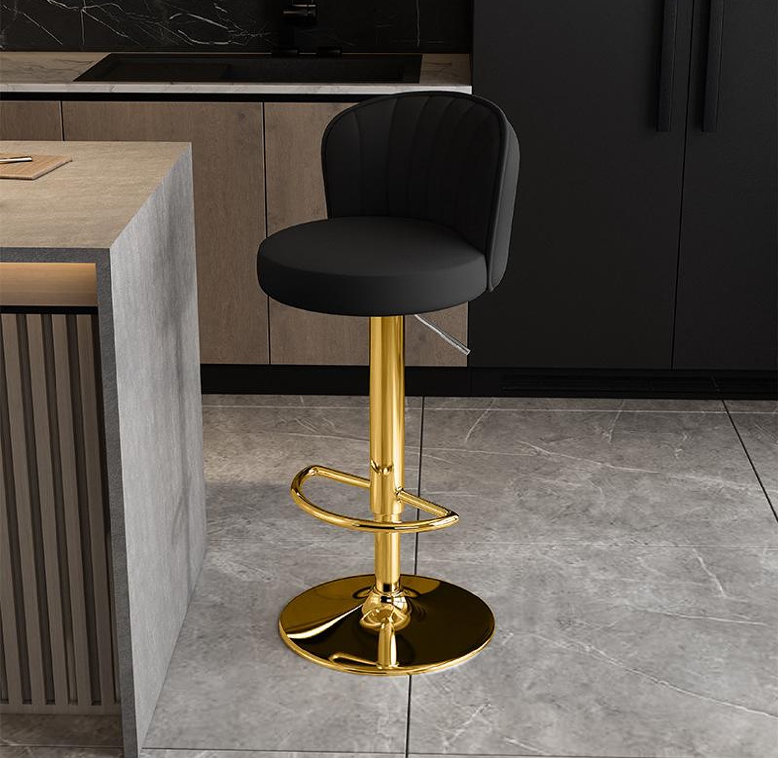Luxury European Leather Bar Chair image