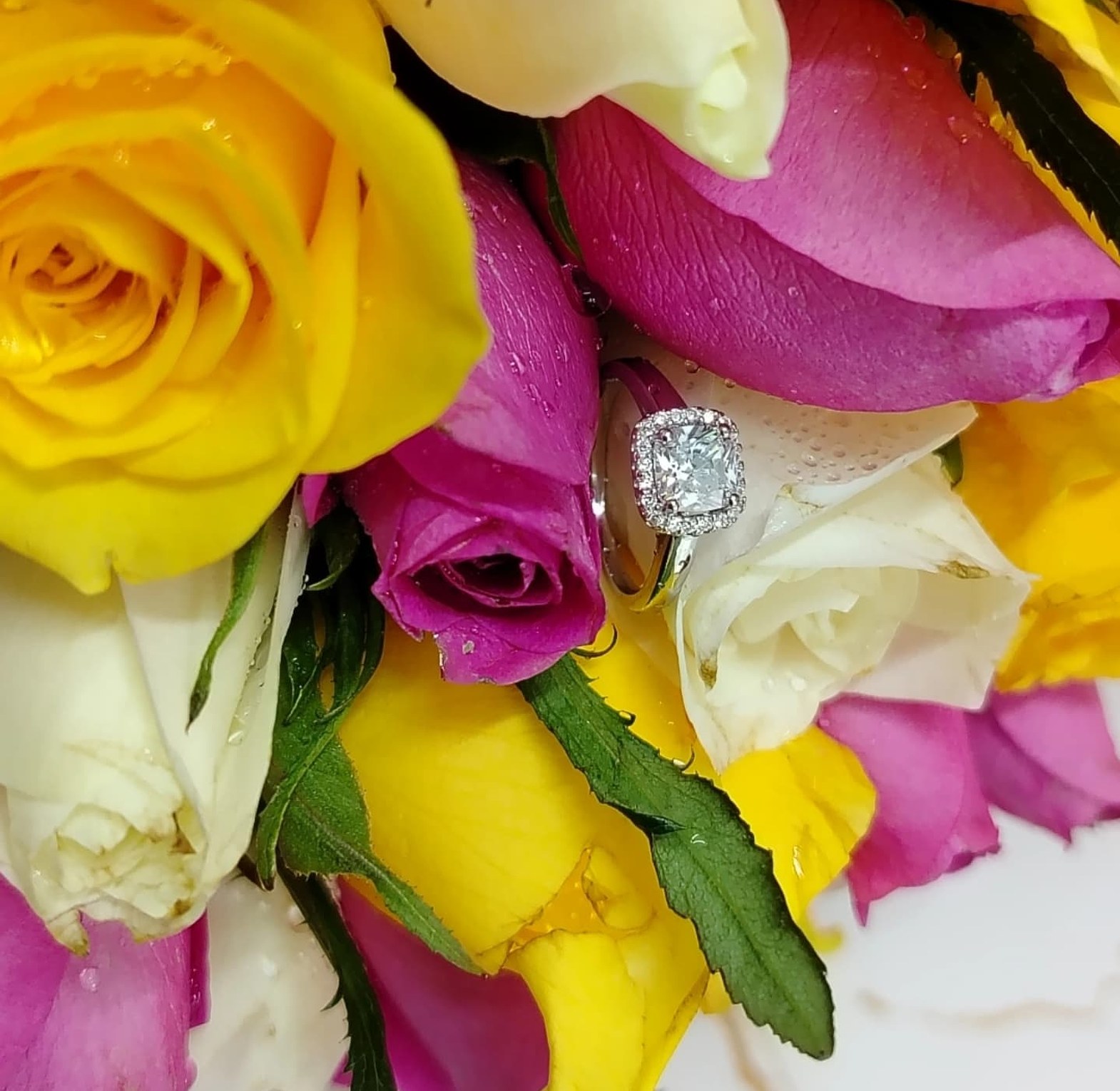 Elegant Square Sterling Silver Engagement Ring  image