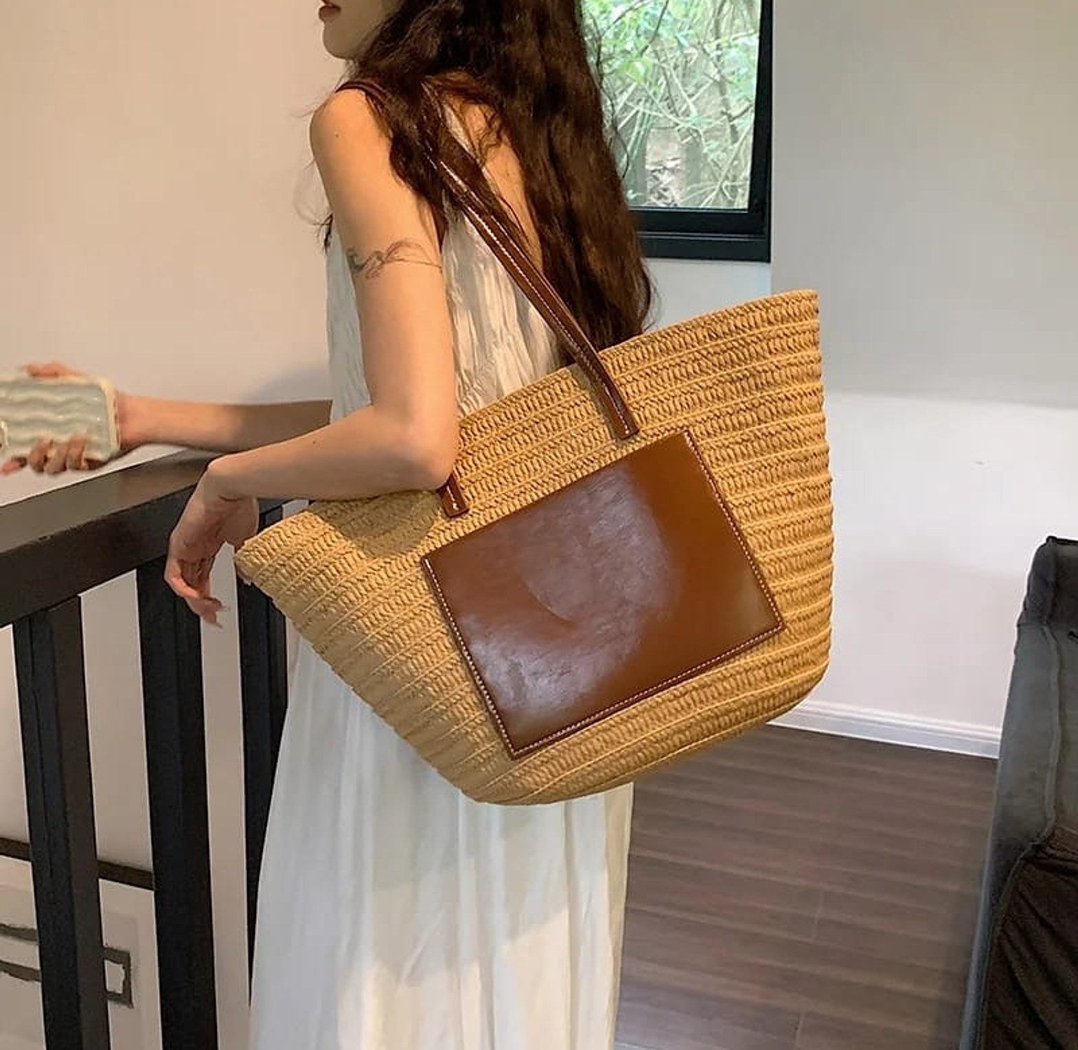 Large Woven Tote Bag image