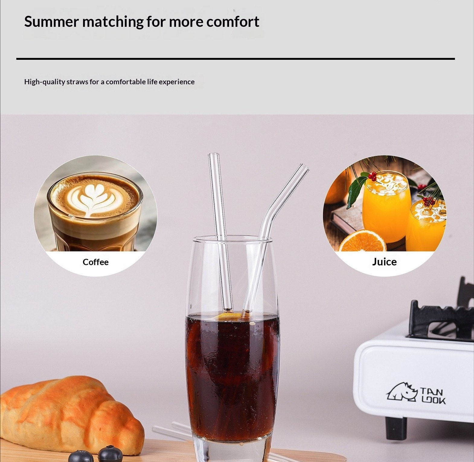 4pc Re-Usable Glass Straws image