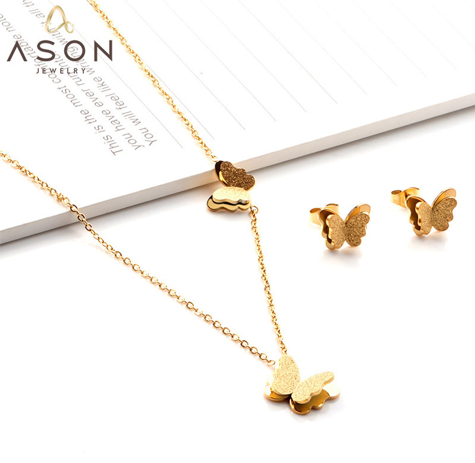 Stainless steel butterfly jewelry set image