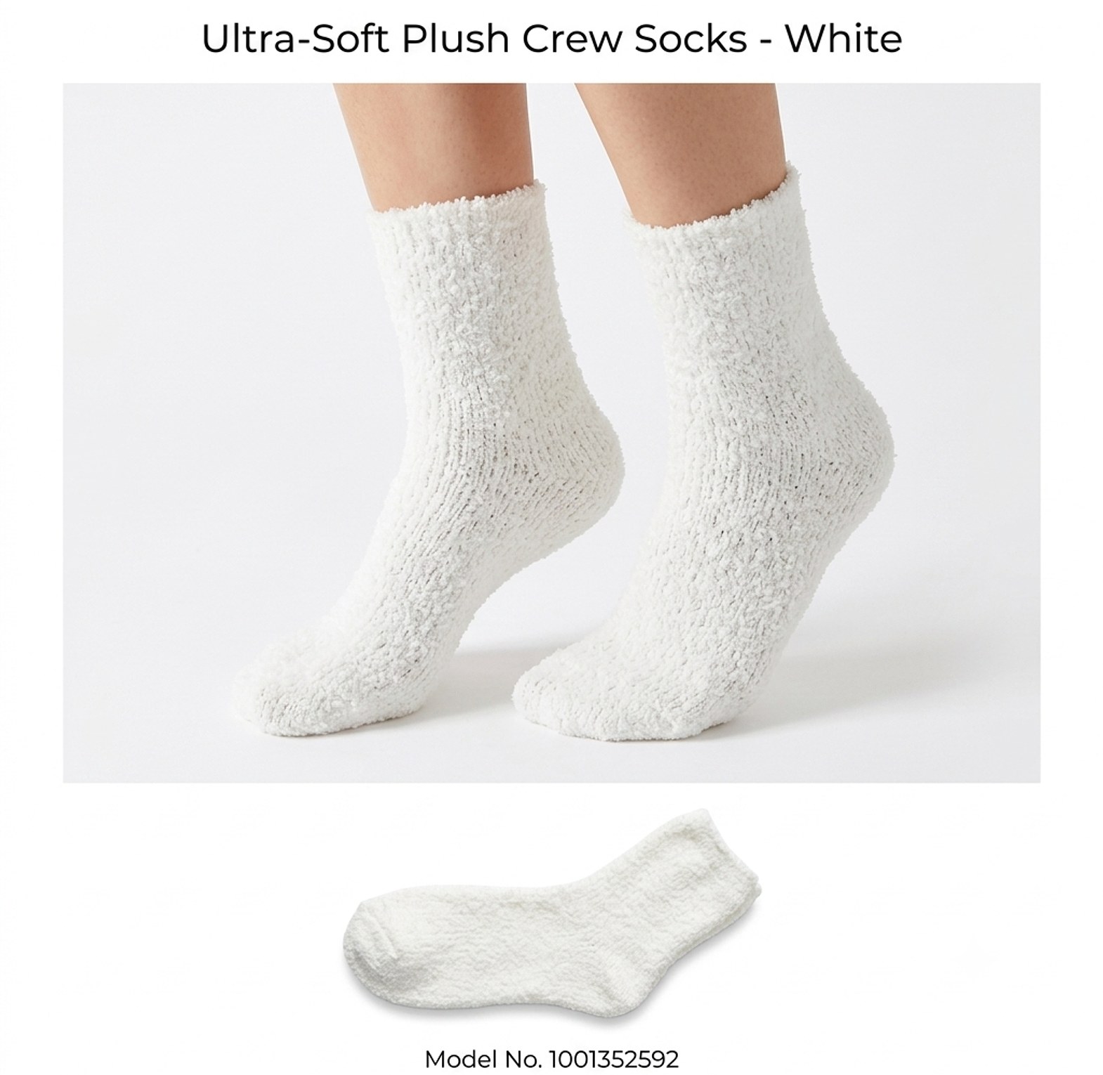 Premium Fluffy Warm Bed Socks for Ladies - Cozy Towel Winter House Socks, White image