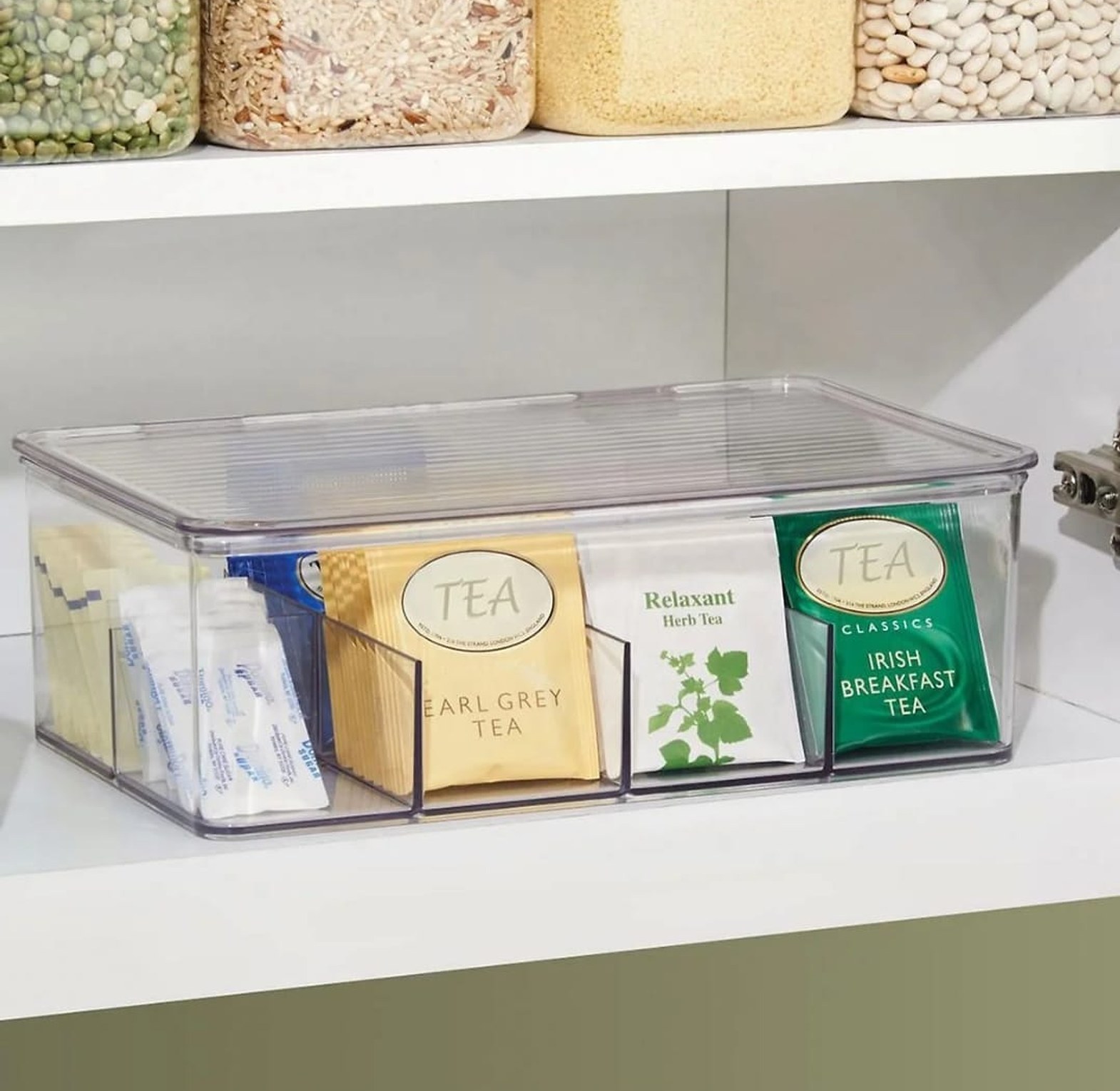 Acrylic Tea Bag Organizer with Cover & Compartments image