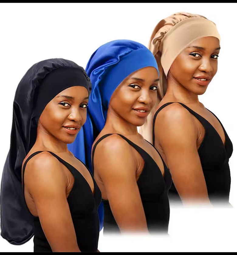 Premium Long Satin Bonnet for Braids Locs and Weaves - Anti-Frizz Silk Sleeping Night Cap image
