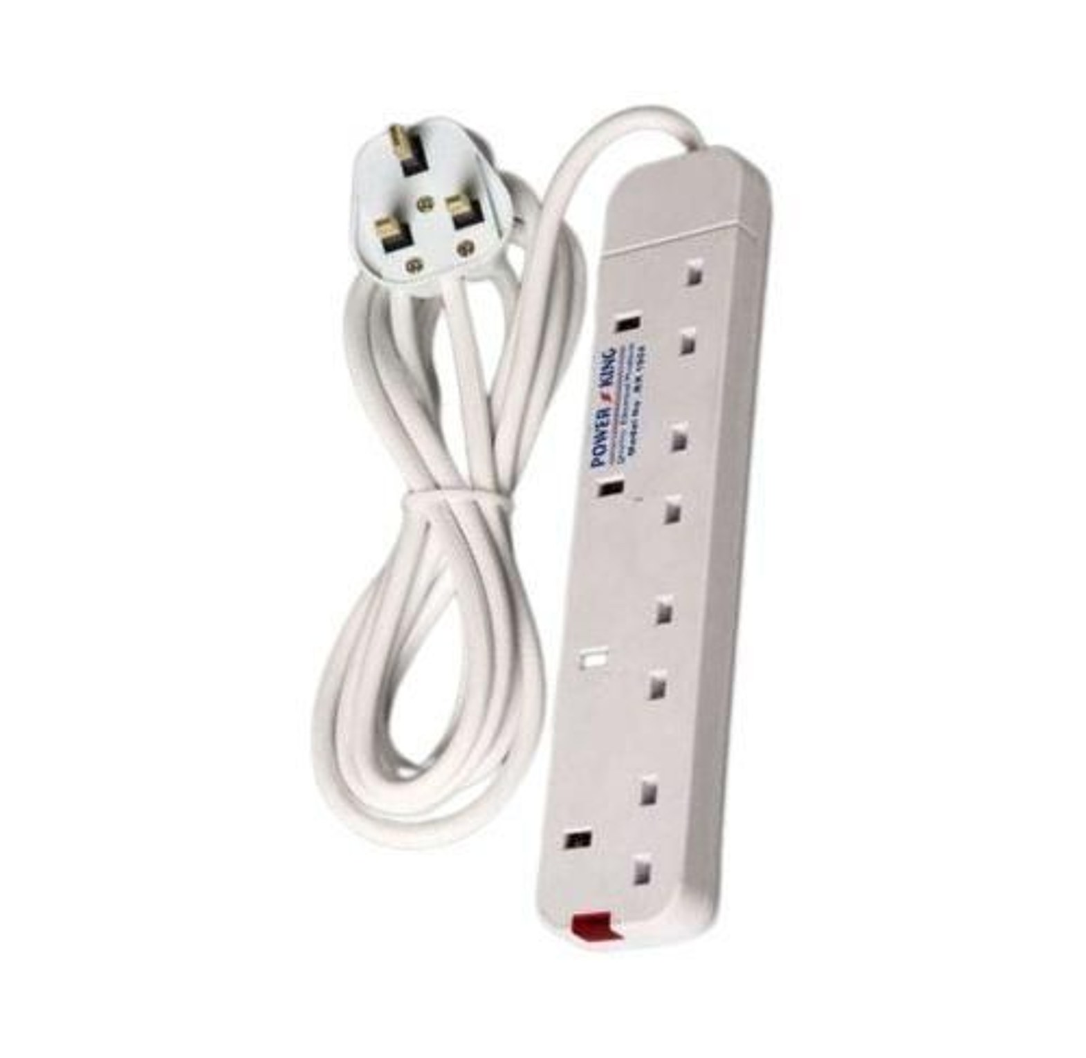 Power King Best 4 Way Power Extension With Long Cable // Power extension - White image