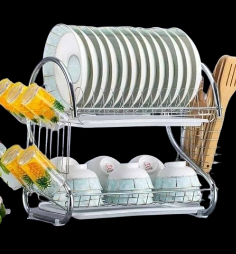 Dish Rack. 2-Tier Stainless Steel Dish Rack.  image