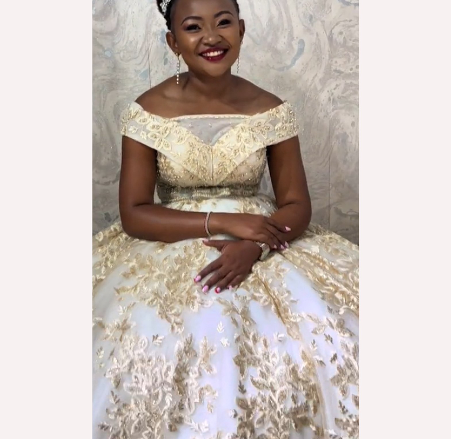 The Aurora Gold Embroidered Off-Shoulder Ballgown - FOR HIRE image