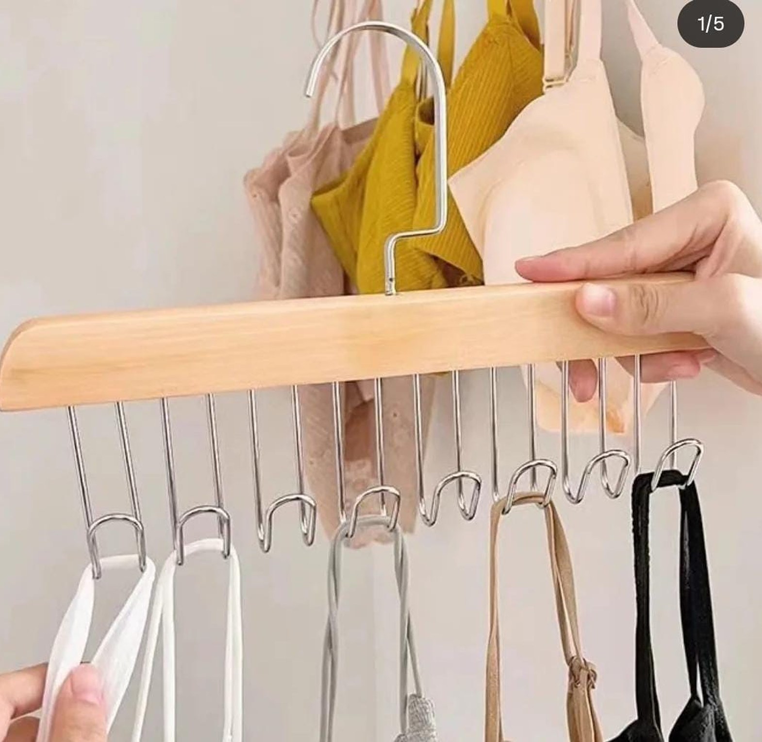 2PCS Wooden plank multipurpose 8 hook hanger image