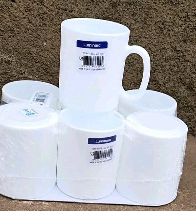 Luminarc 6 pc plain white mugs image
