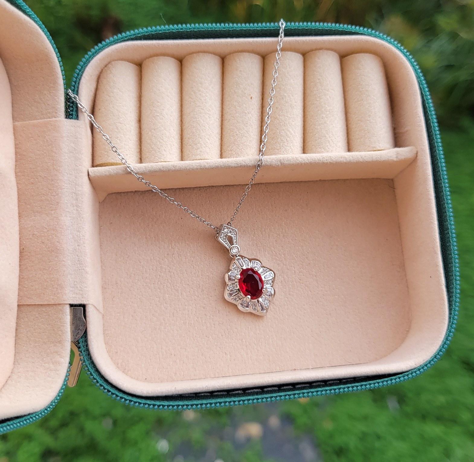 Red silver necklace  image