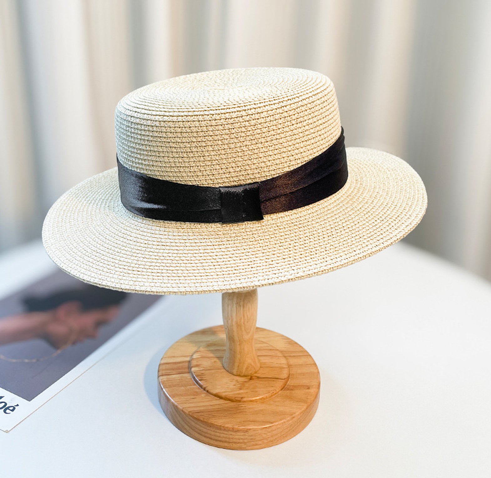 Classic Straw Boater Hat image