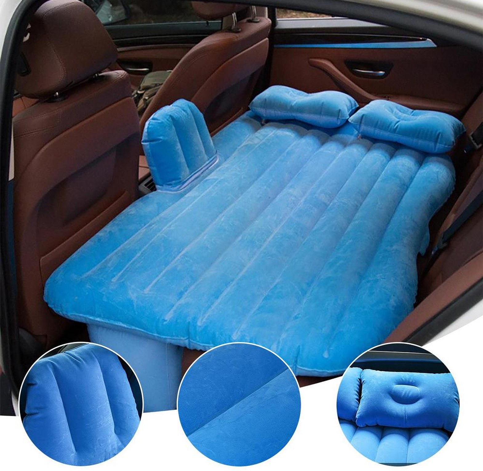 Universal Inflatable Car Mattress Back Seat Air Bed with Electric Pump and Pillows for Travel Camping and Road Trips image