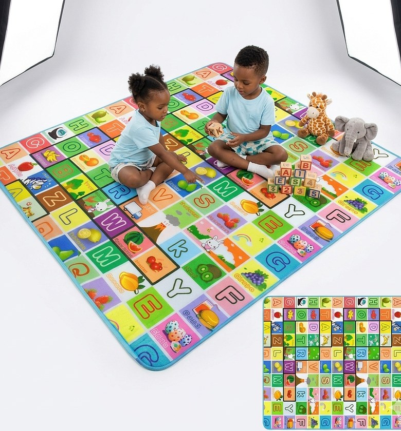 180*200cm Extra Large Waterproof Baby Crawling Play Mat - Double-Sided Educational XPE Foam Floor Rug image