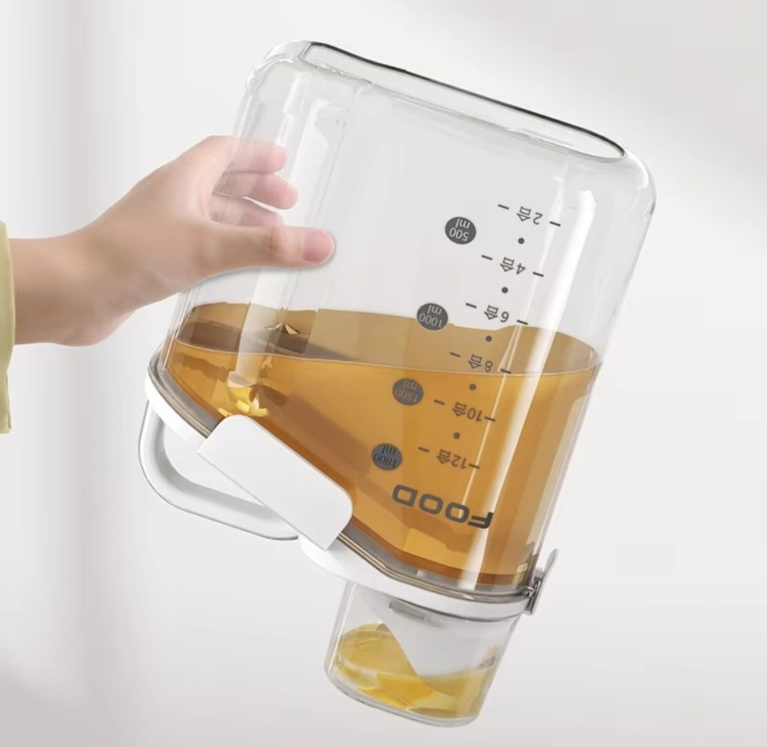 2000ml Airtight Cereal Dispenser & Food Storage Container with Measuring Cup Lid for Modern Kitchen Organization image
