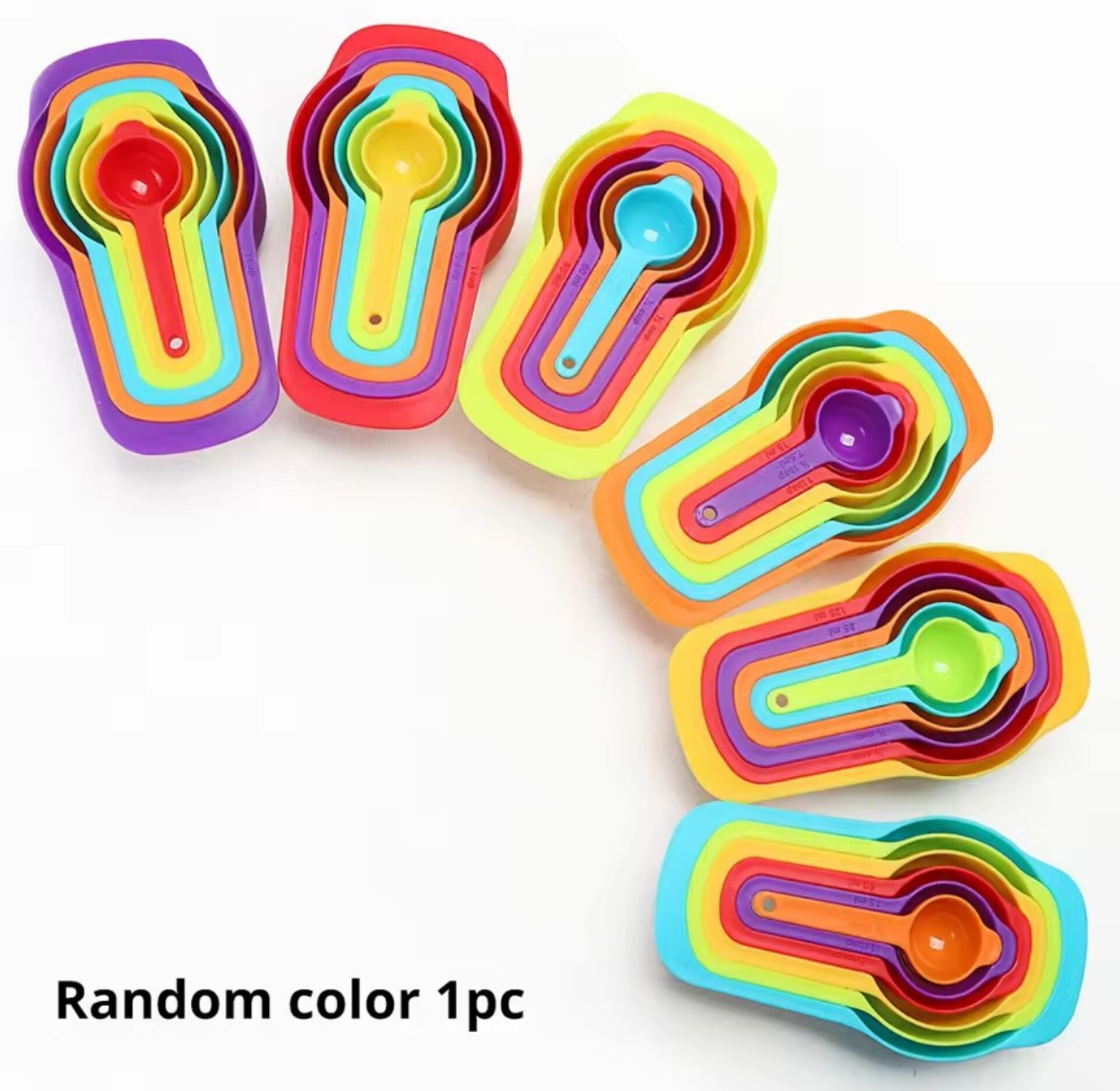 Colorful Measuring Cups and Spoons Set - 6 Piece Kitchen Baking Tools image