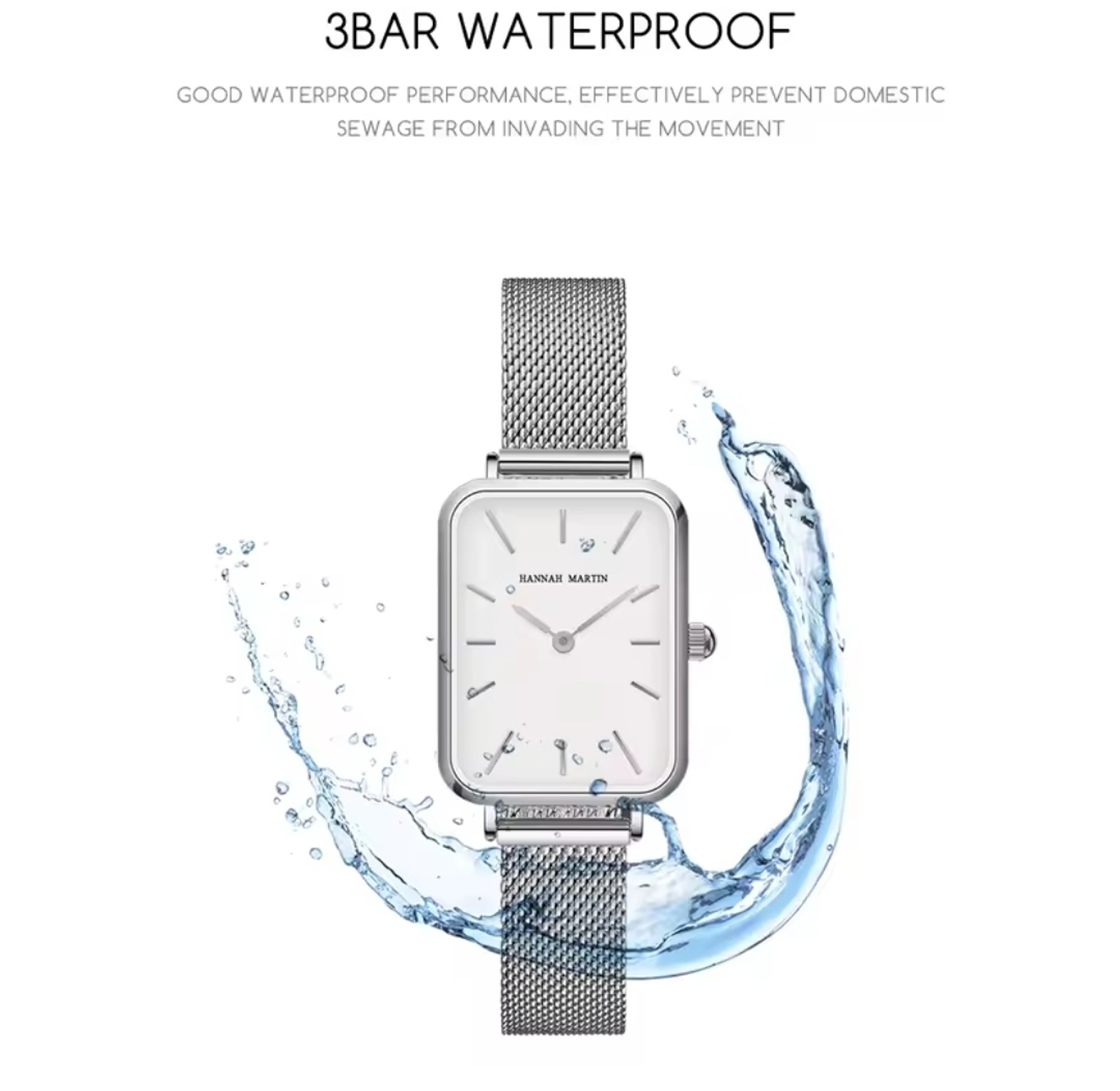 Rectangle Slim Nordic Stainleess Steel Hannah Martin Watch for ladies/women  image