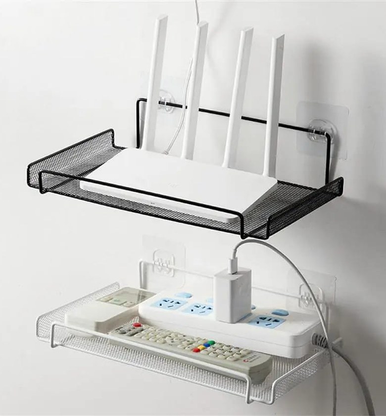 WiFi Router Shelf Wall Mount Shelf WiFi Router Storage Holder for Set Top Box Accessories image