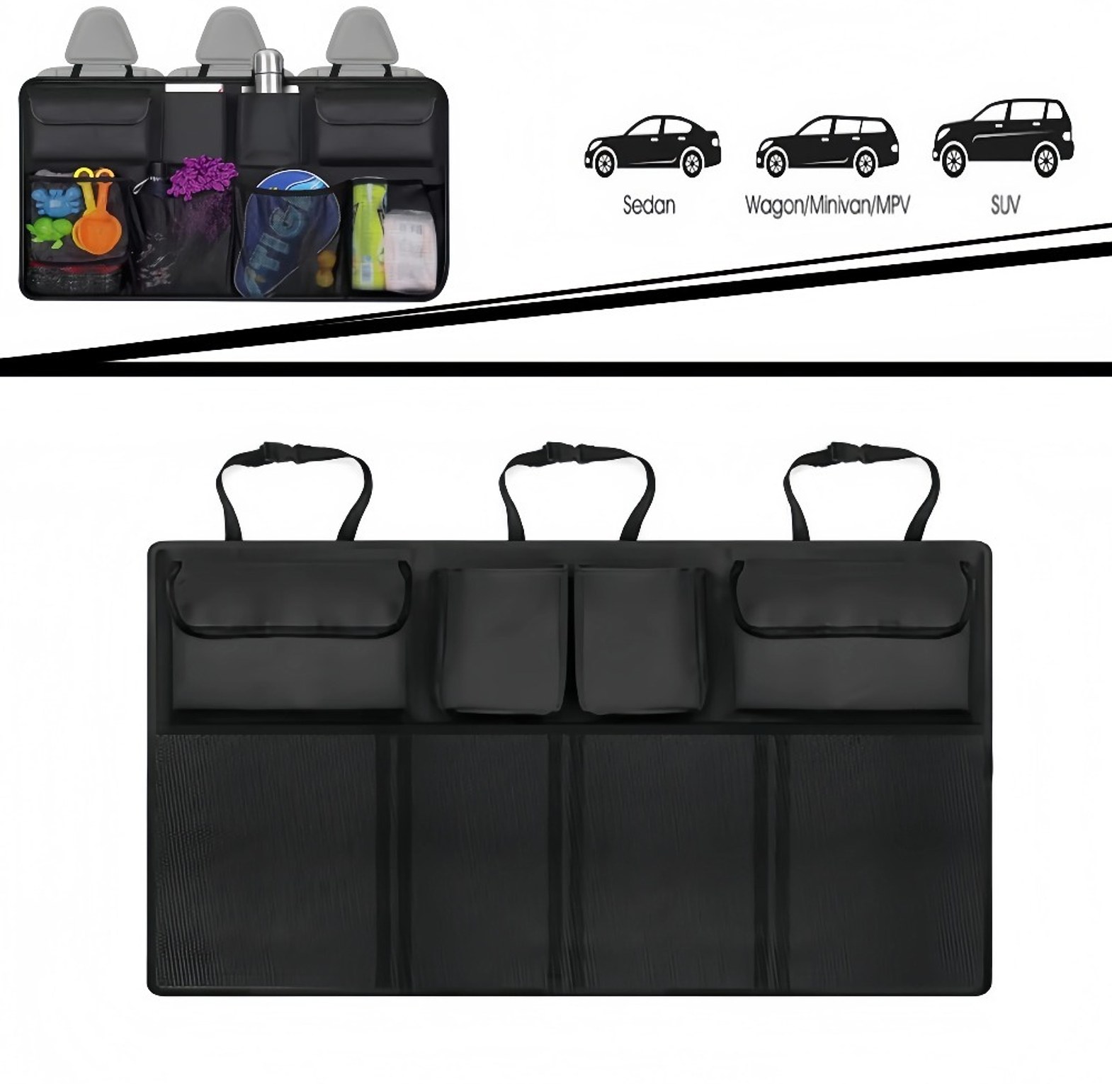 Car Boot Organizer Backseat Hanging Storage Bag for SUVs & Hatchbacks – Heavy Duty Space Saver image