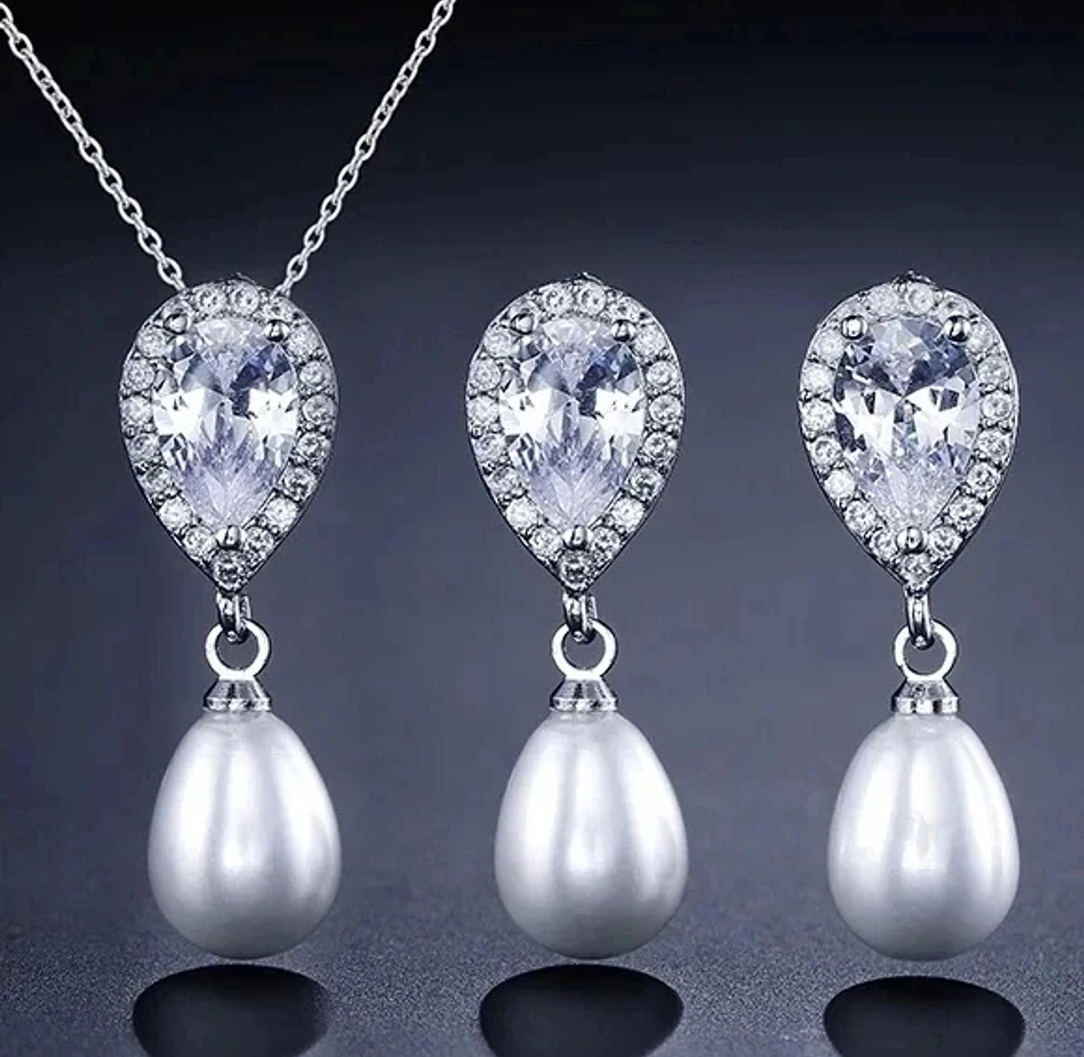 Cubic Zirconia Imitation Pearl Set image