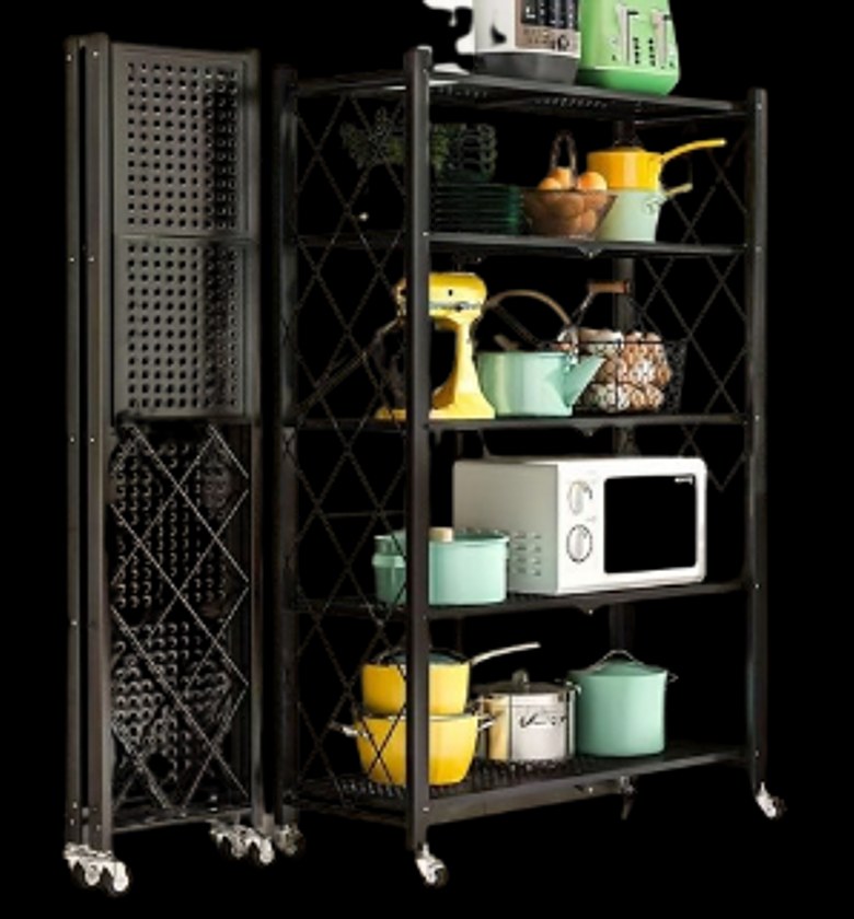 5-Tier Foldable Multipurpose Kitchen Storage Rack with Wheels image