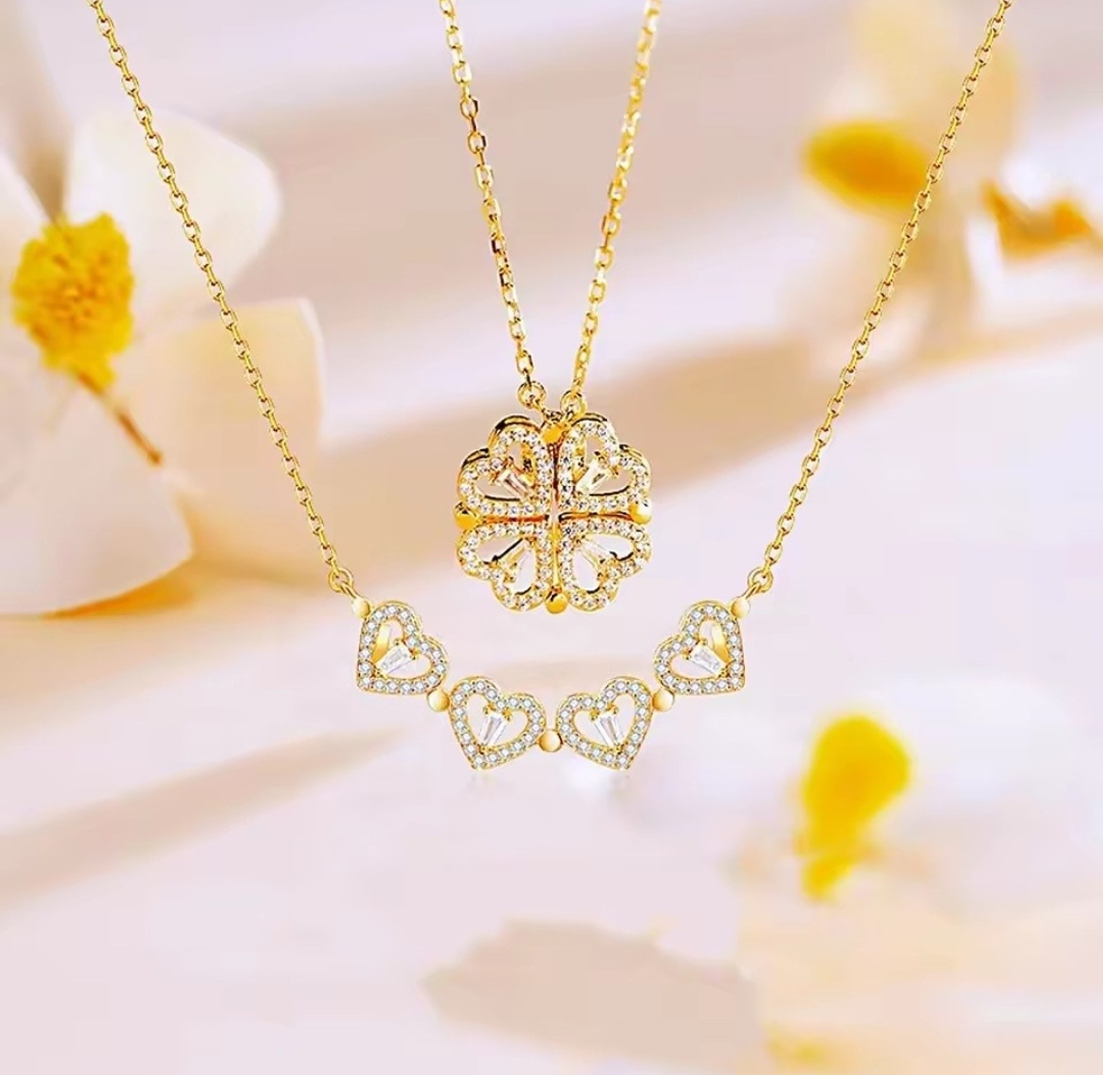 Magnetic Two-Style Zirconia Necklace image
