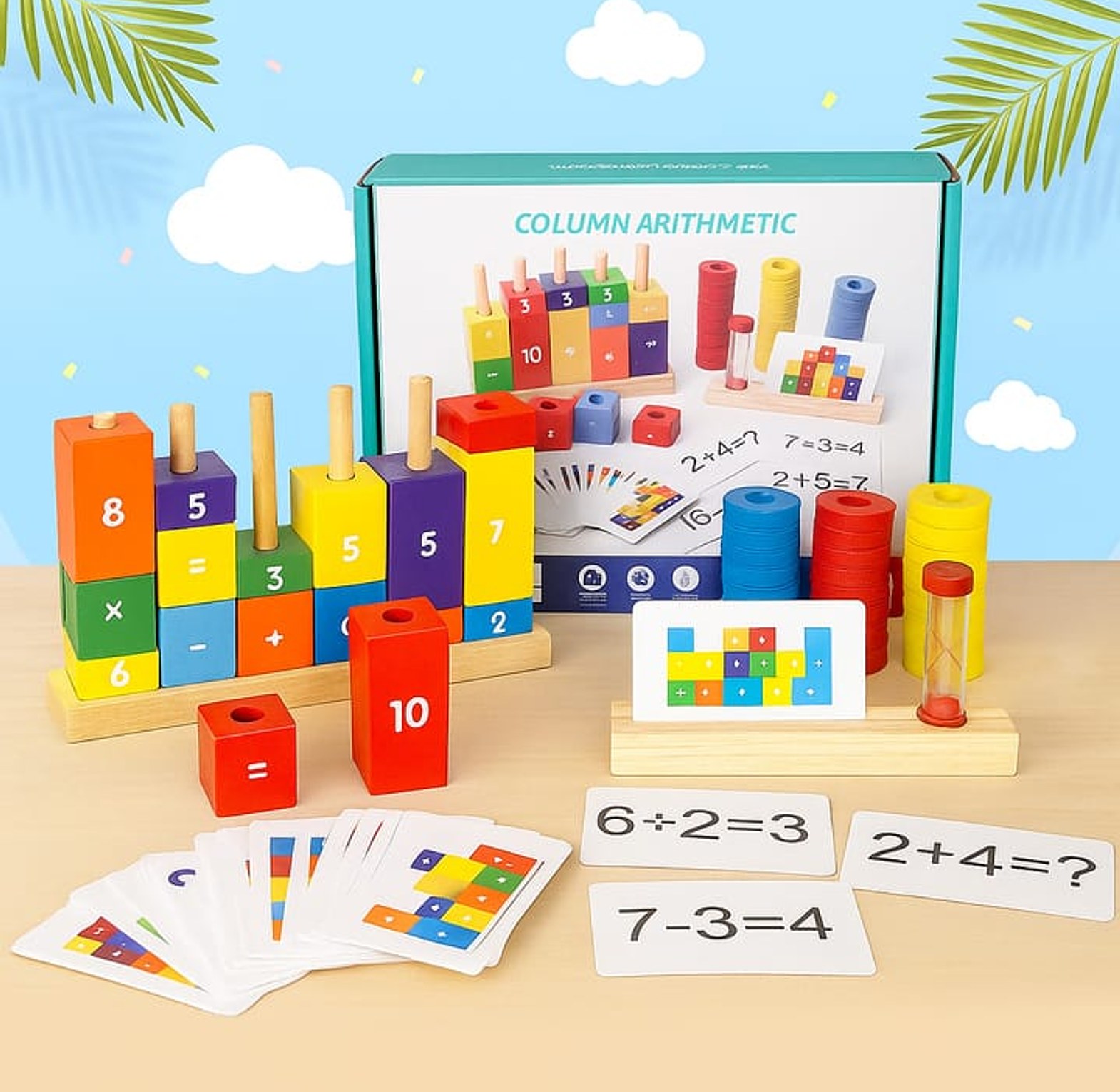Montessori Wooden Number Blocks or Wooden Number Building Blocks.  image