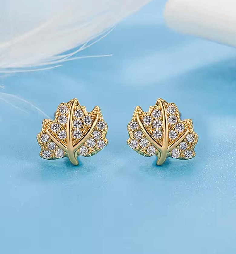 Gilded Autumn Maple Stud Earrings image