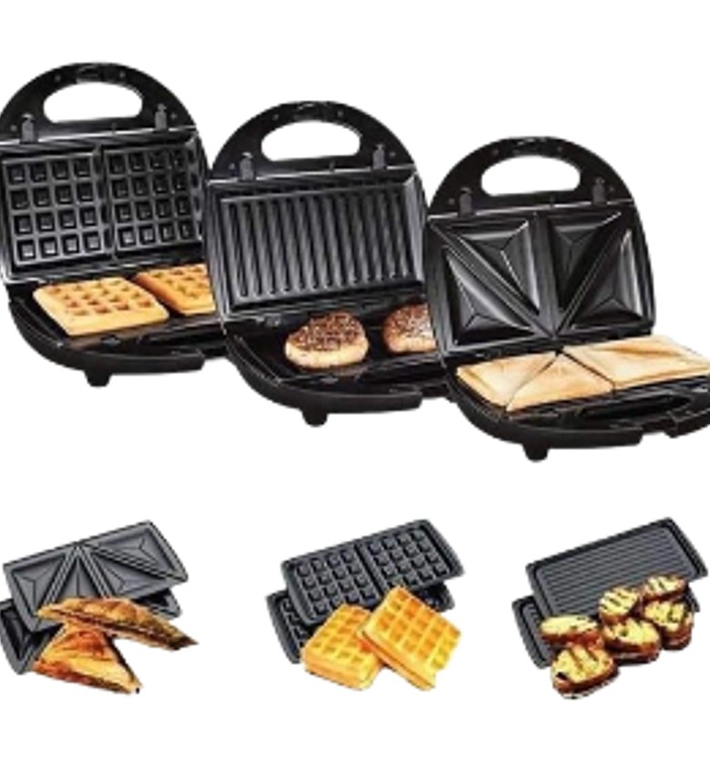 3-in-1 Sandwich Waffle and Grill Maker, Multi-Function Electric Sandwich Press, Non-Stick Breakfast Maker image
