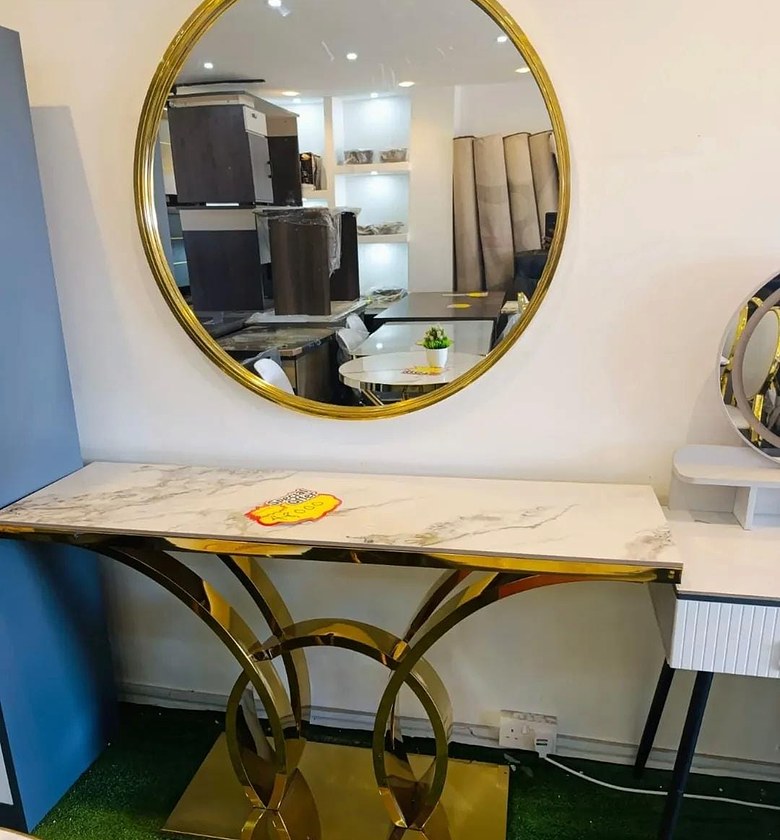 Luxury Marble Console Table with Gold Base image