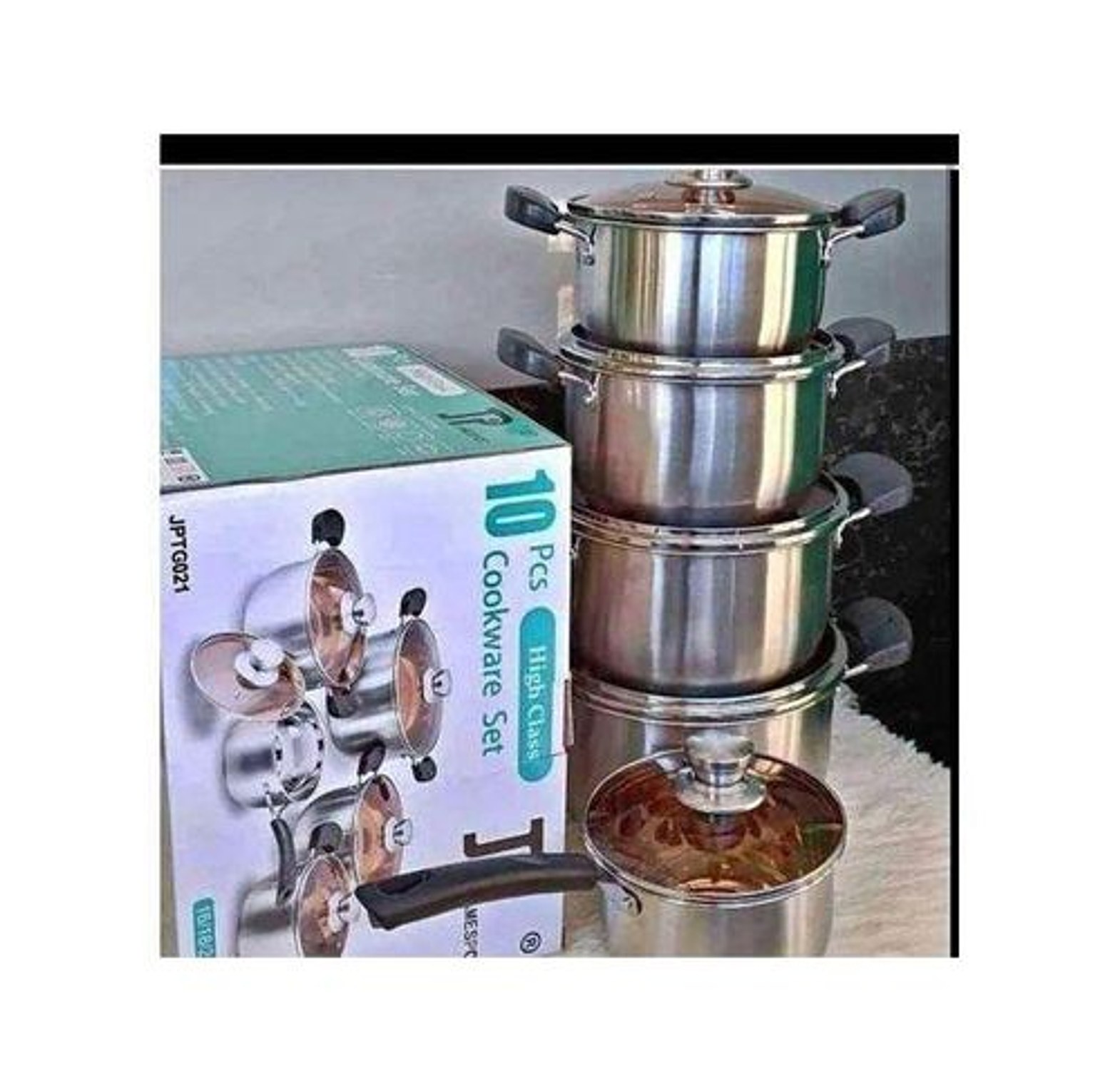 JP Jamesport Heavy duty induction base 10 PCS Stainless Steel Cookware Set Cooking Pots/sufuria image
