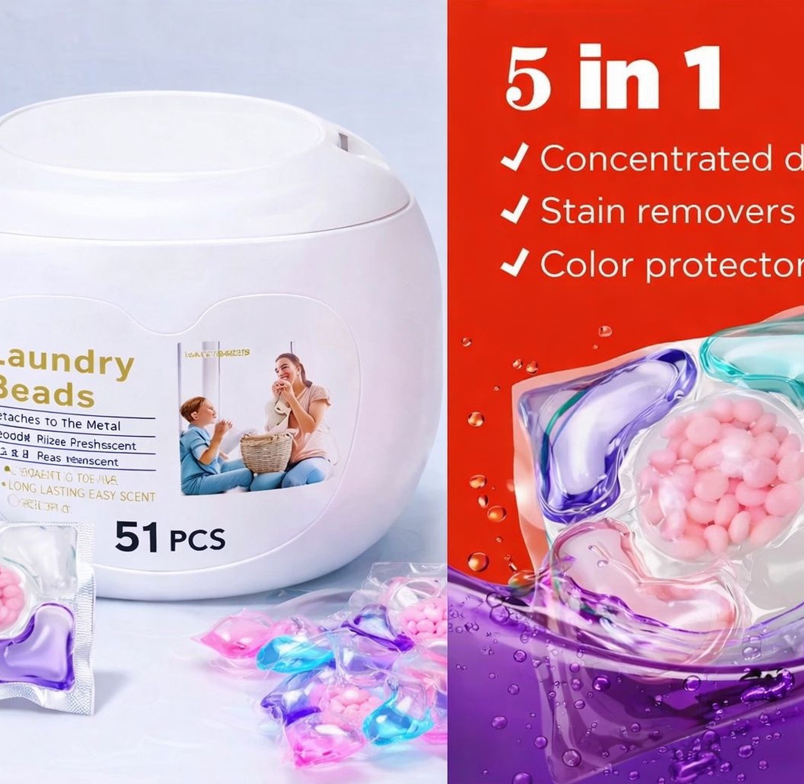 5-in-1 Laundry Pods with Fragrance Beads Combo Pack image
