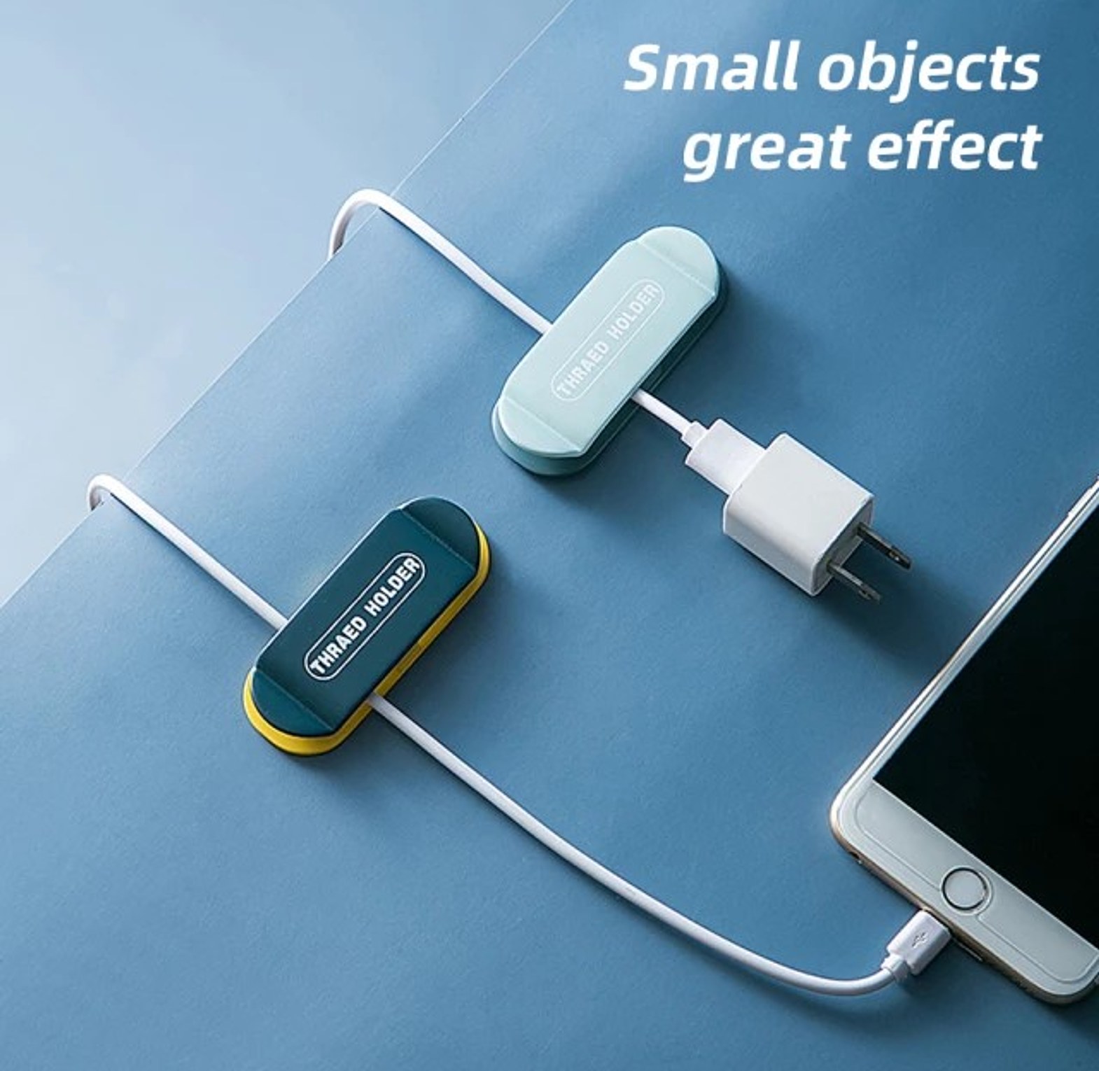 4pc Self-Adhesive Cable Organizer Wall Hook Plug Holder Set image