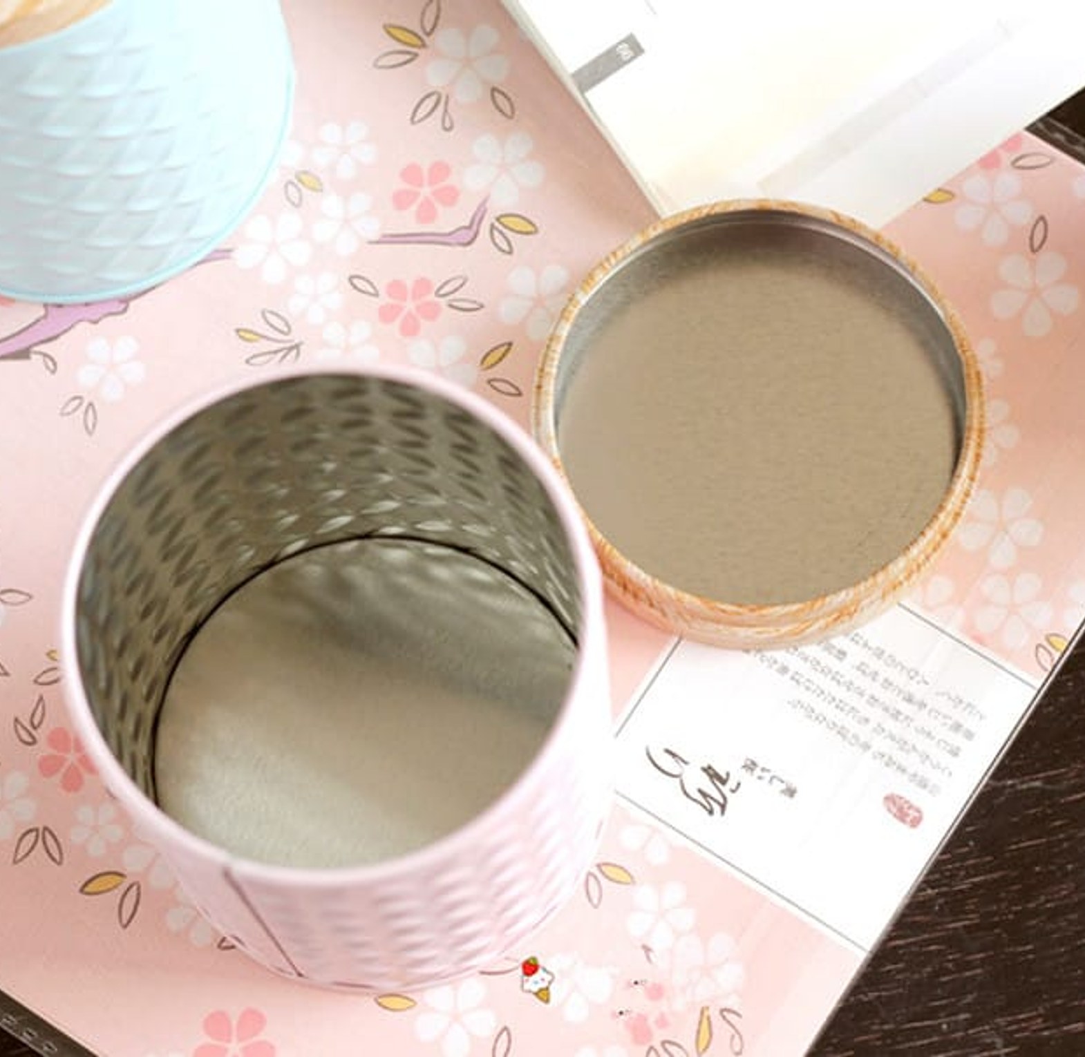 Round Wood Grain Tin Box Metal Storage image