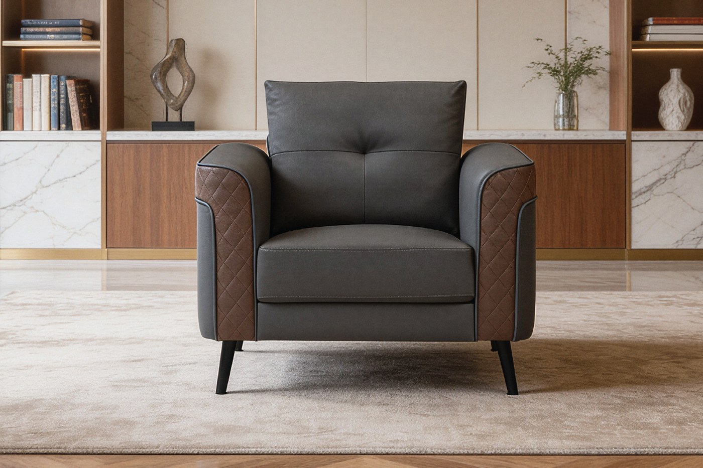 ROCKFORD Single Seater Leatherette Sofa image 1