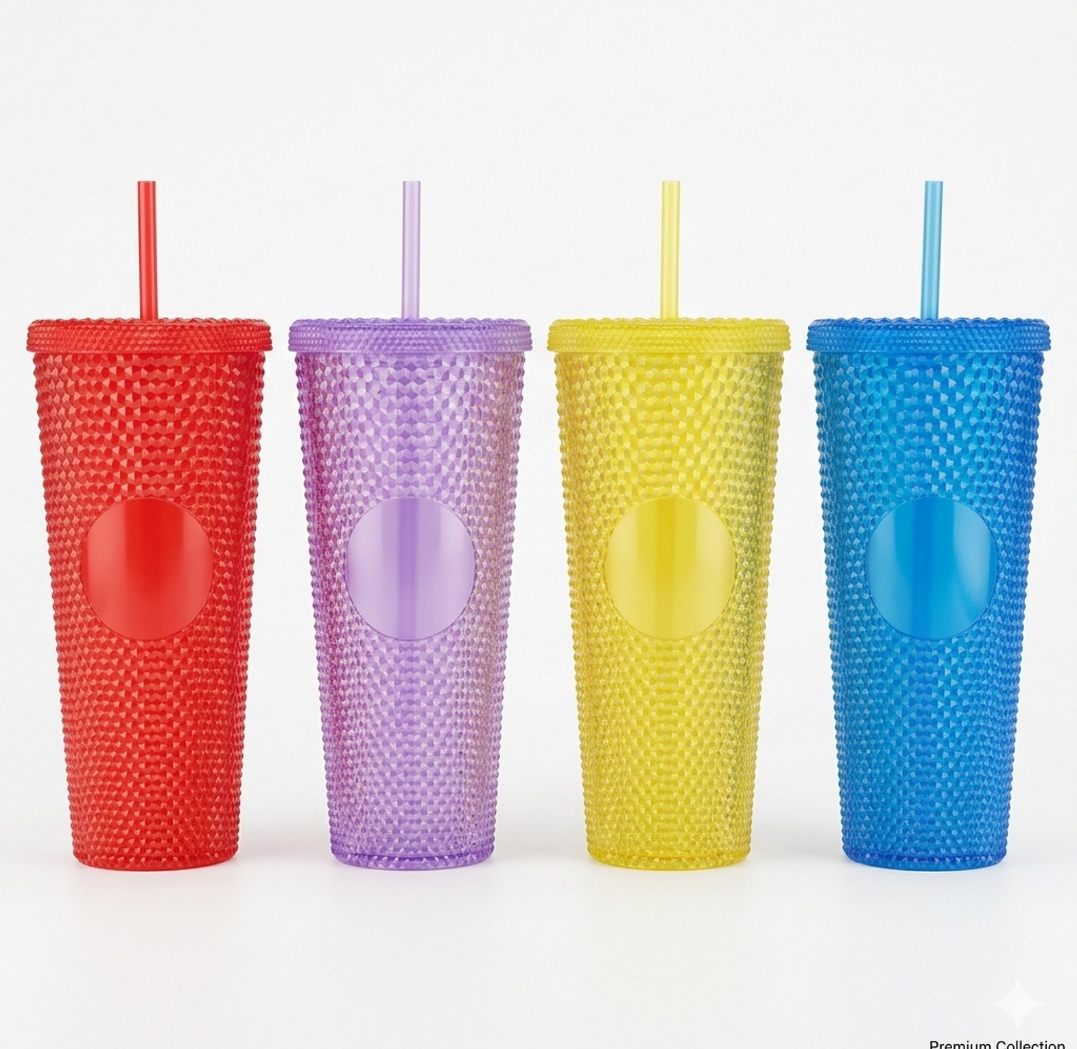 710ml Studded Grid Tumbler Cold Cup with Reusable Straw & Lid - 24oz BPA-Free Acrylic Water Bottle for Iced Coffee & Drinks image